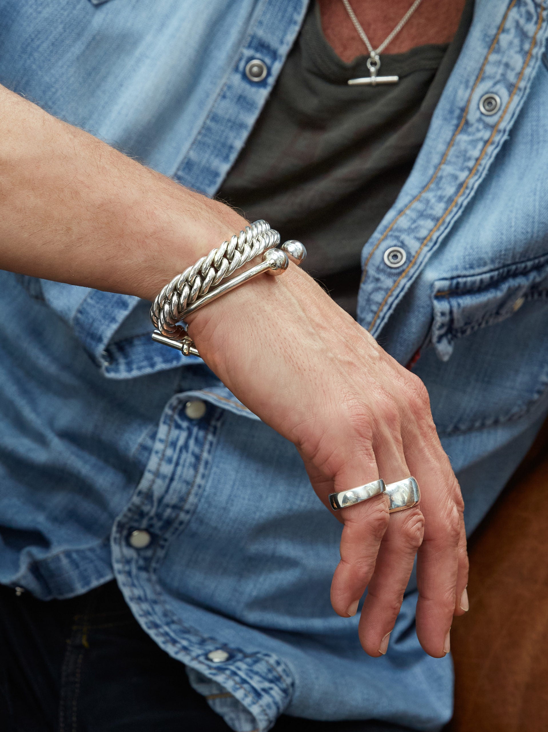 Men's Slim Solid Sterling Silver Band Ring