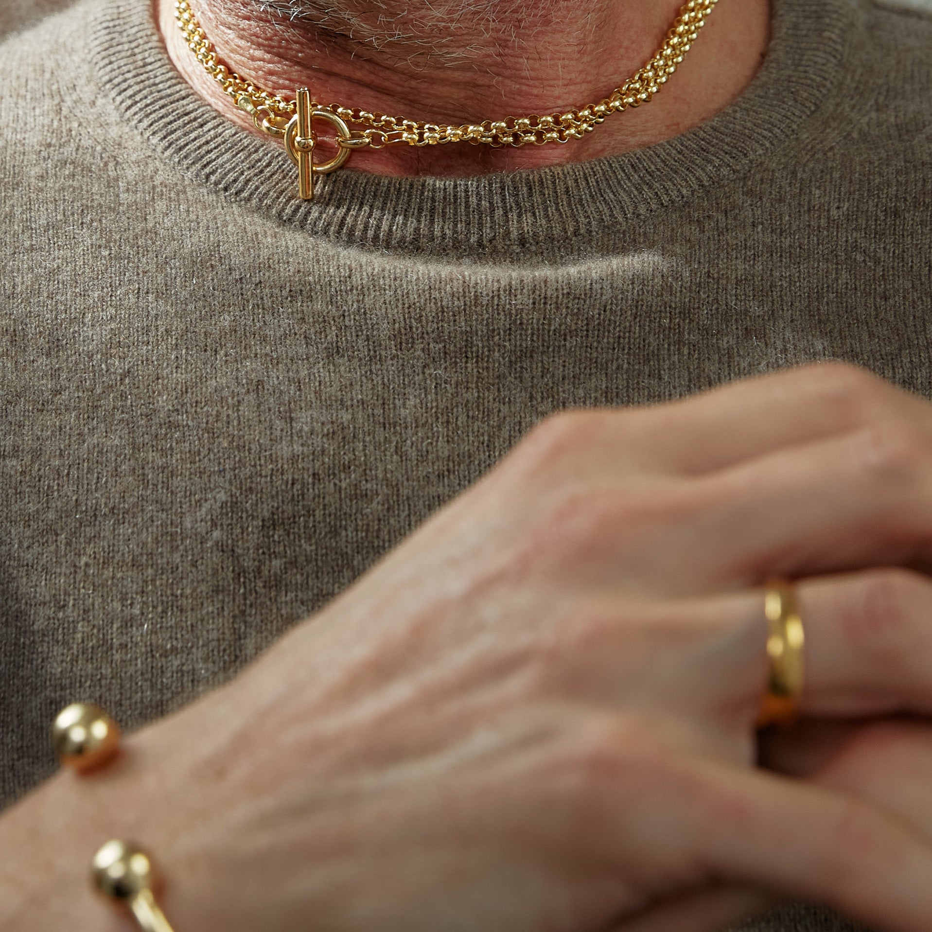 Men's Gold Lariat Necklace