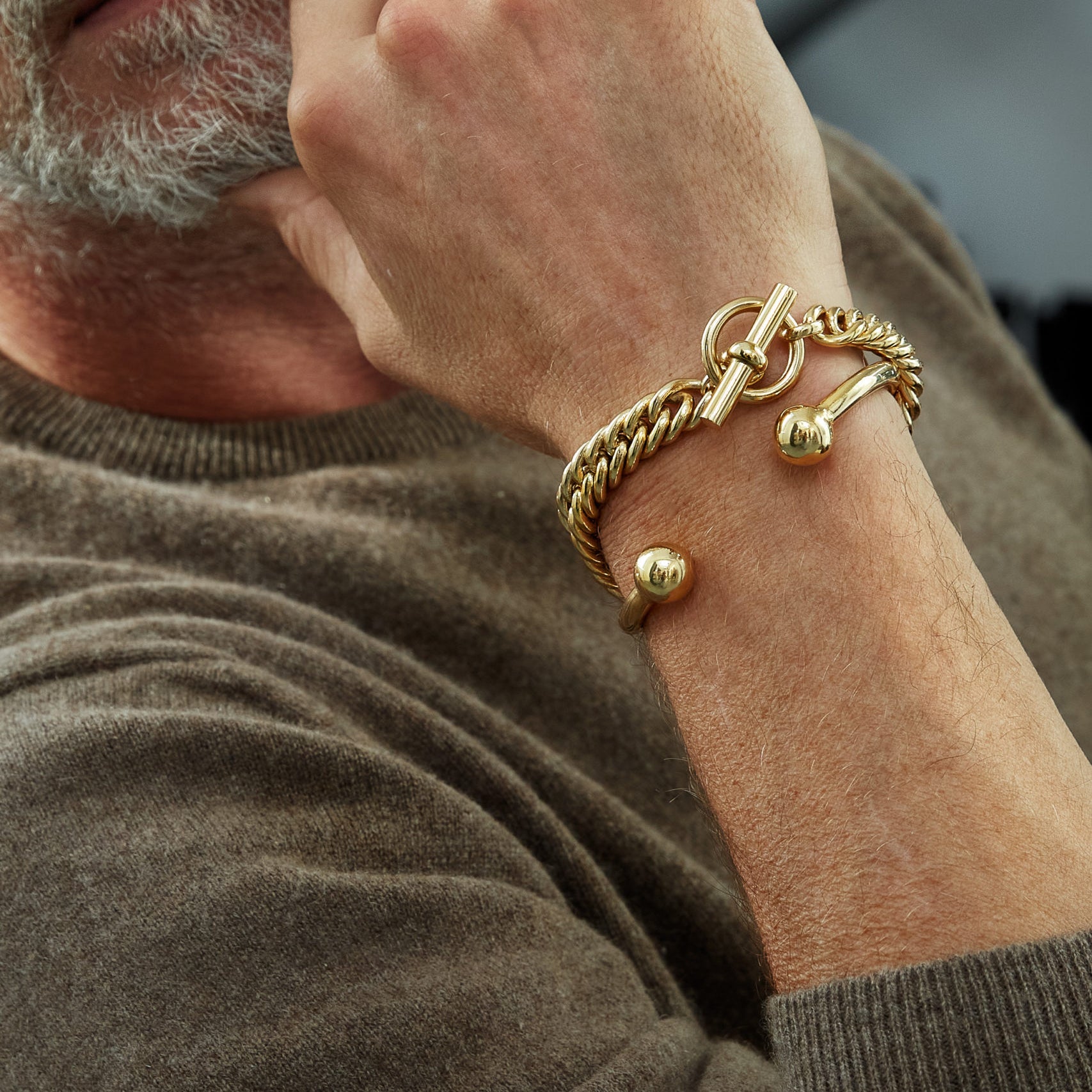 Men's Slim Gold Curb Chain Bracelet