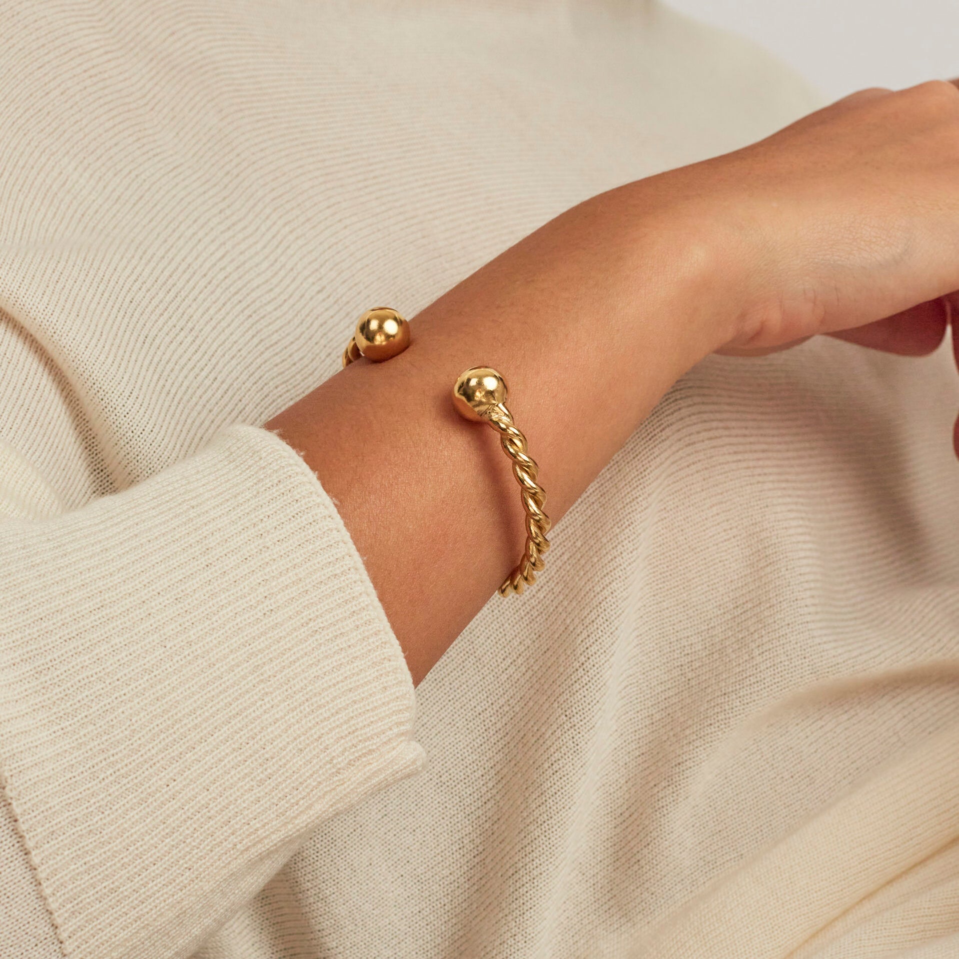 Gold Roped Torque Bangle