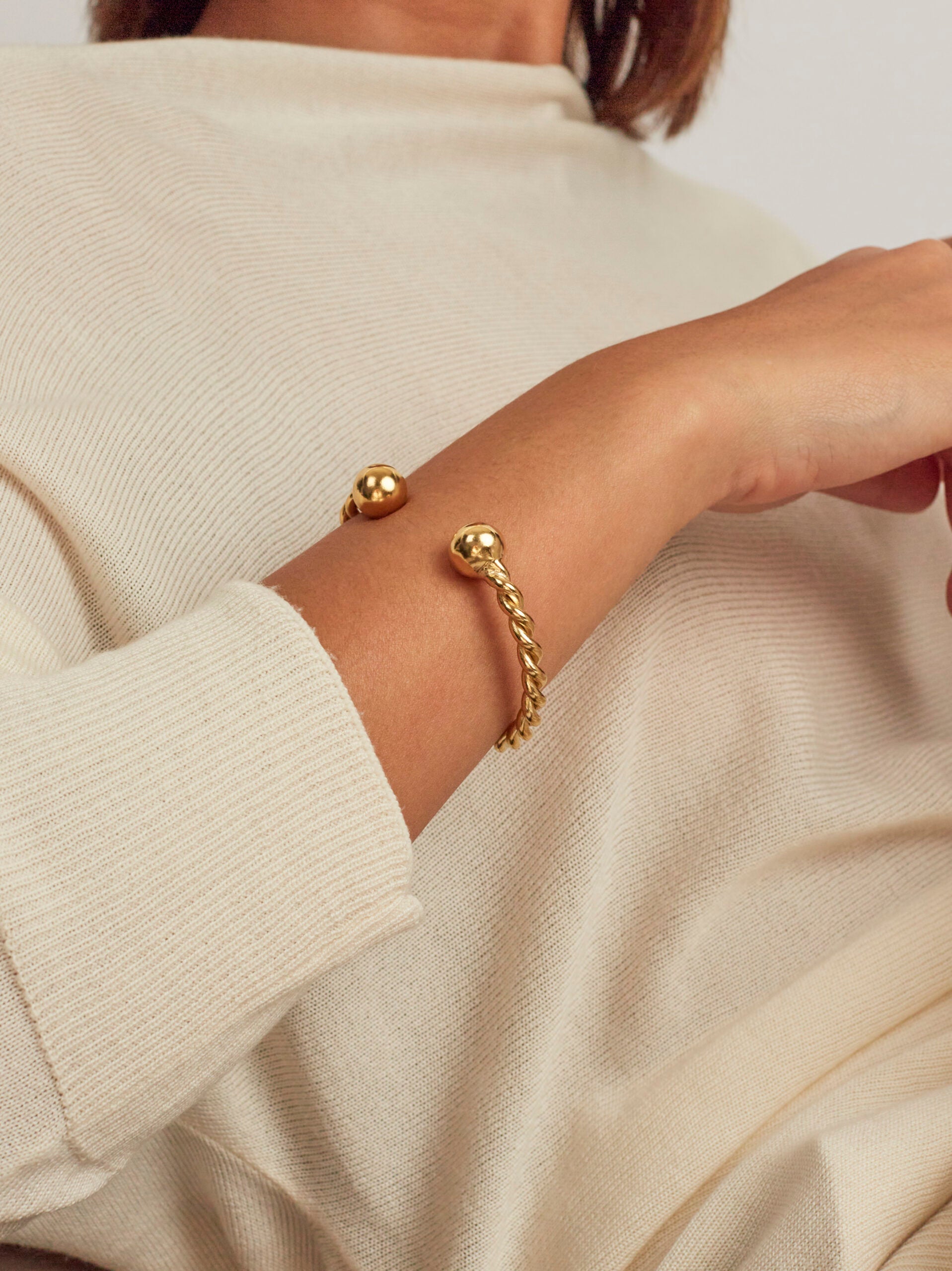 Gold Roped Torque Bangle