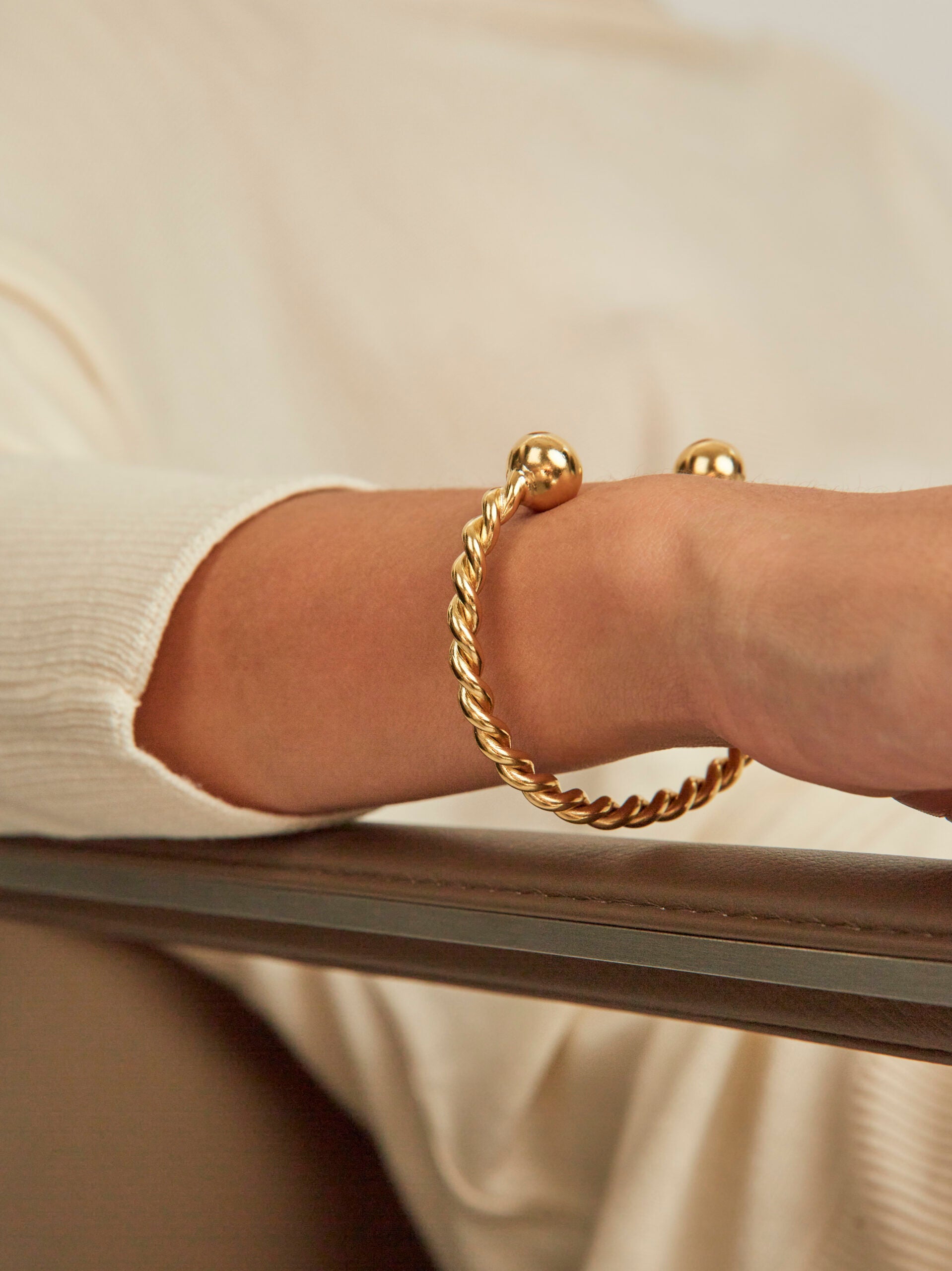 Gold Roped Torque Bangle