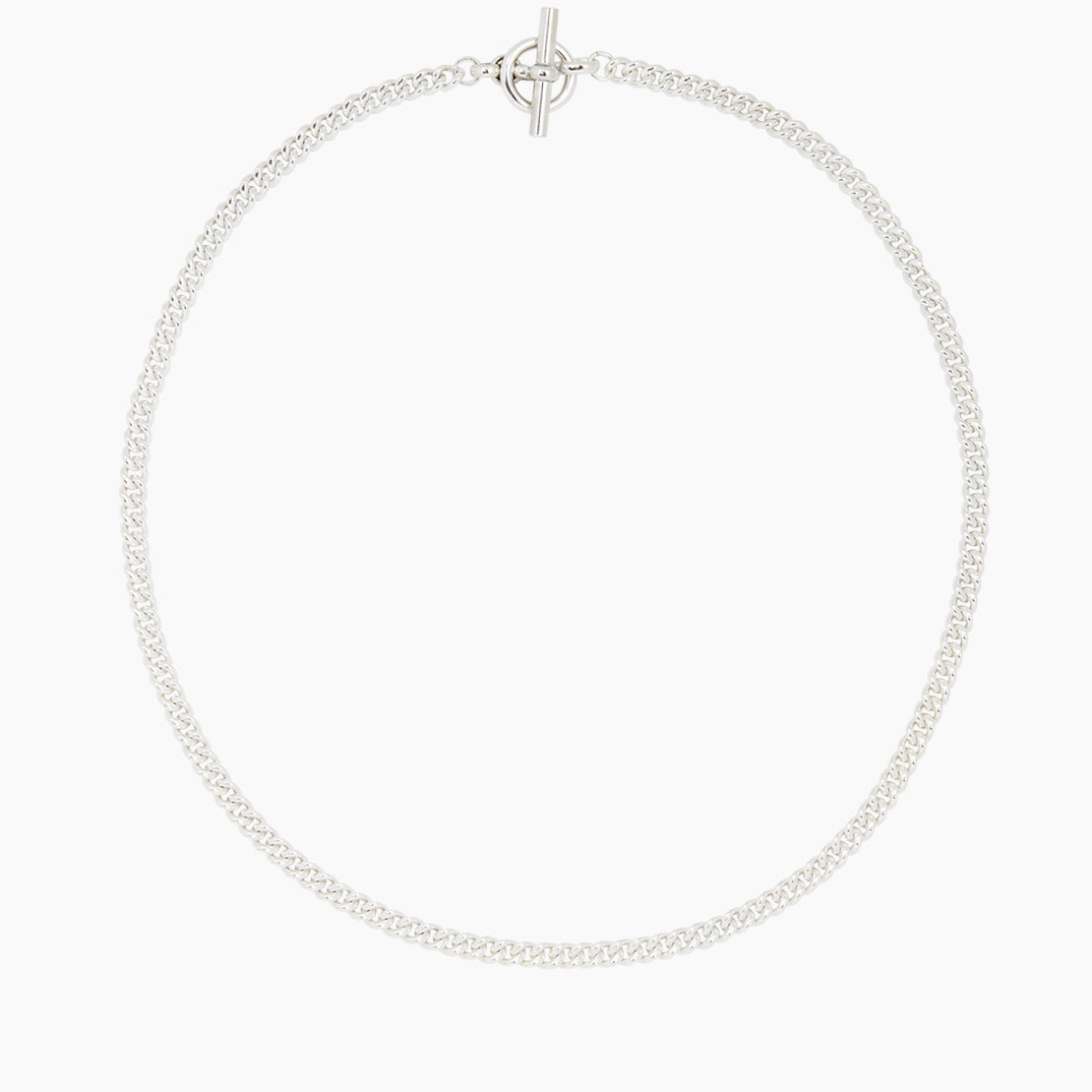 Small Silver T-Bar Clasp Curb Link Necklace