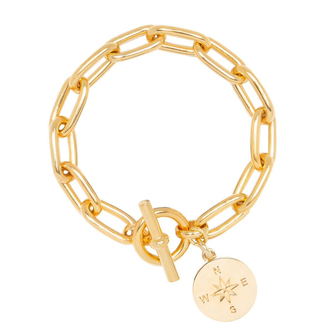 Gold Compass Charm Bracelet