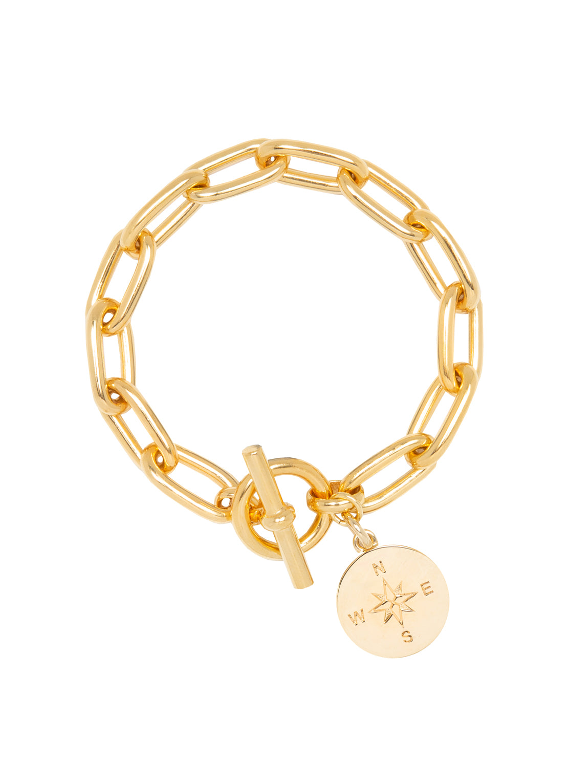 Gold Compass Charm Bracelet