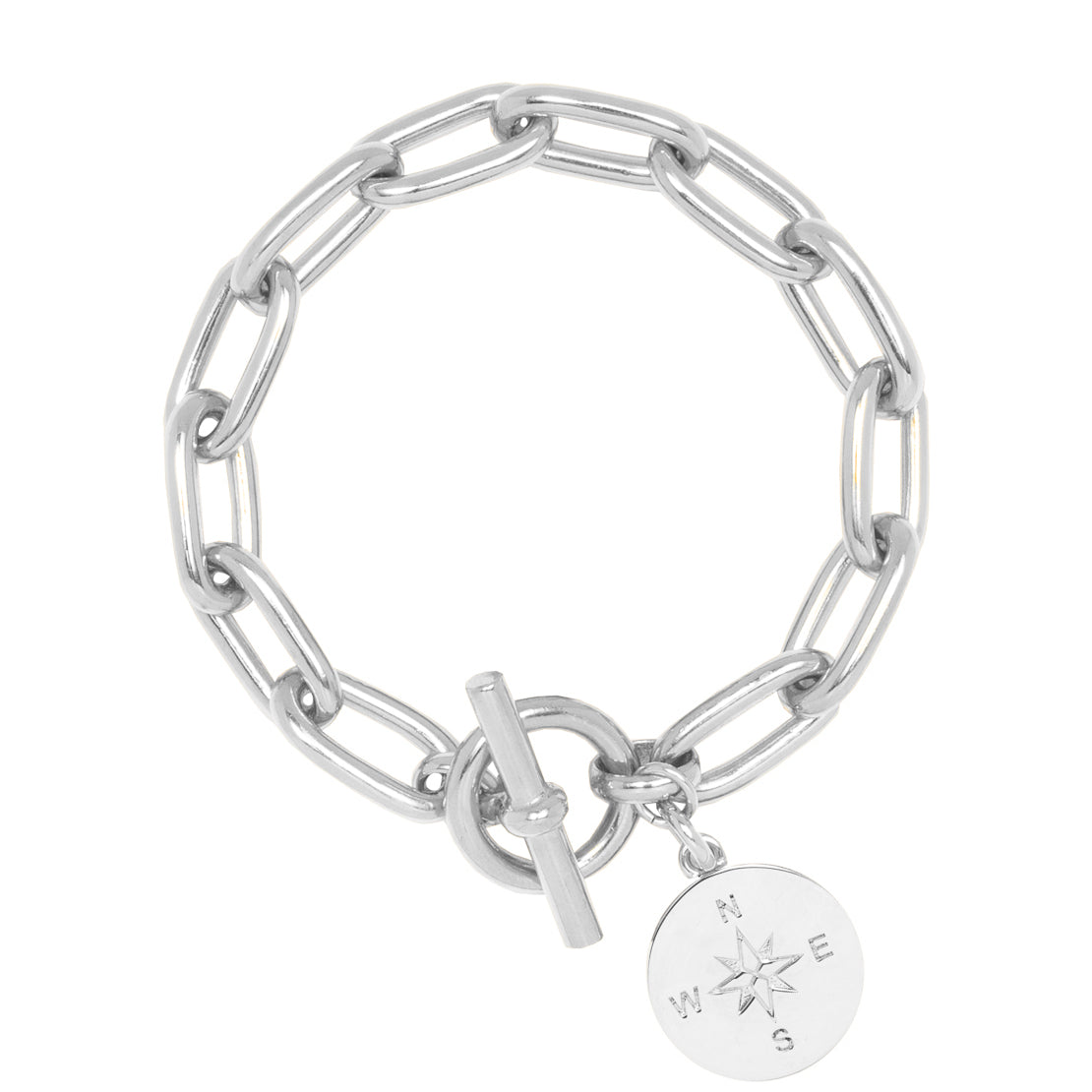Silver Compass Charm Bracelet