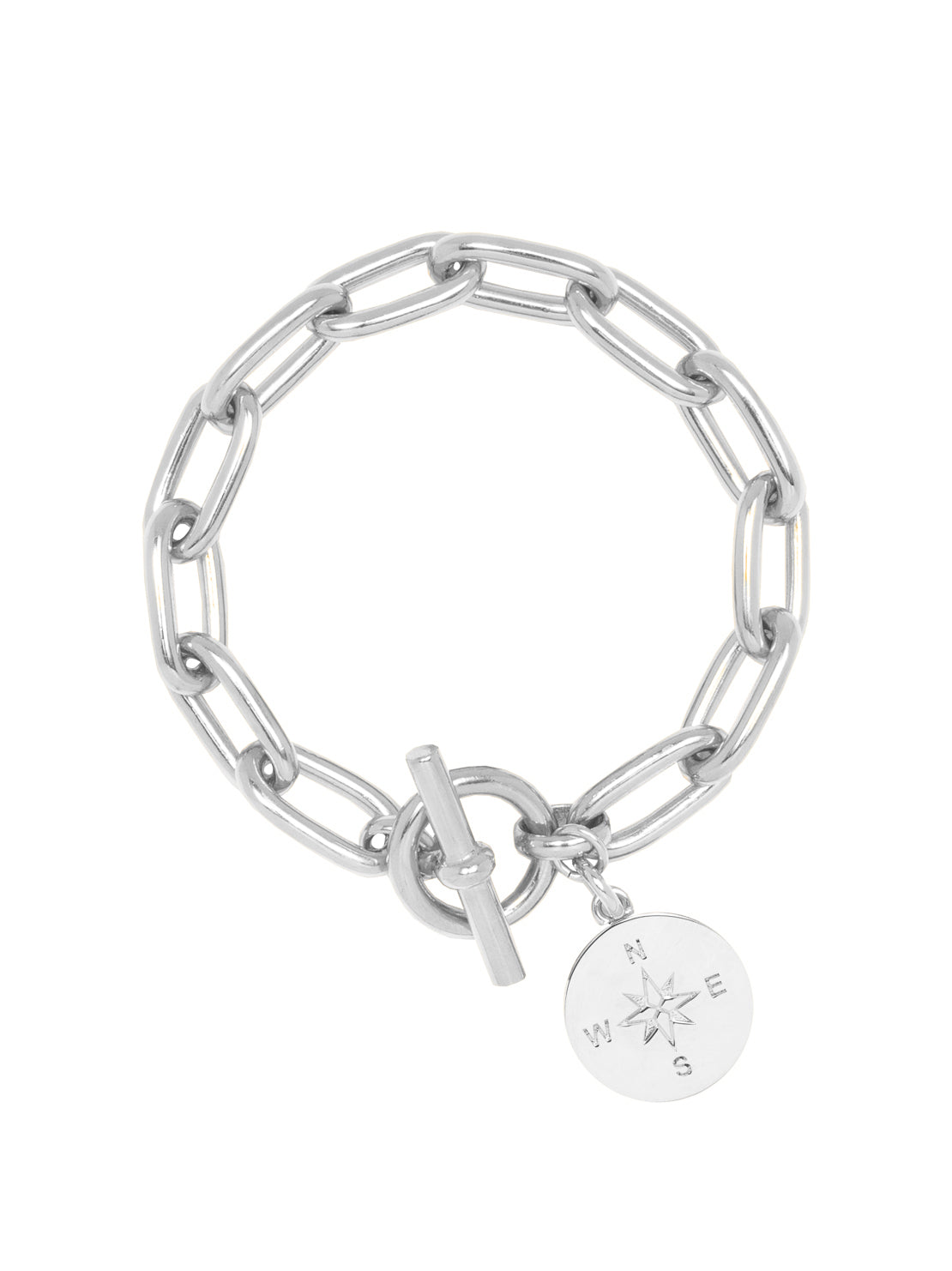 Silver Compass Charm Bracelet