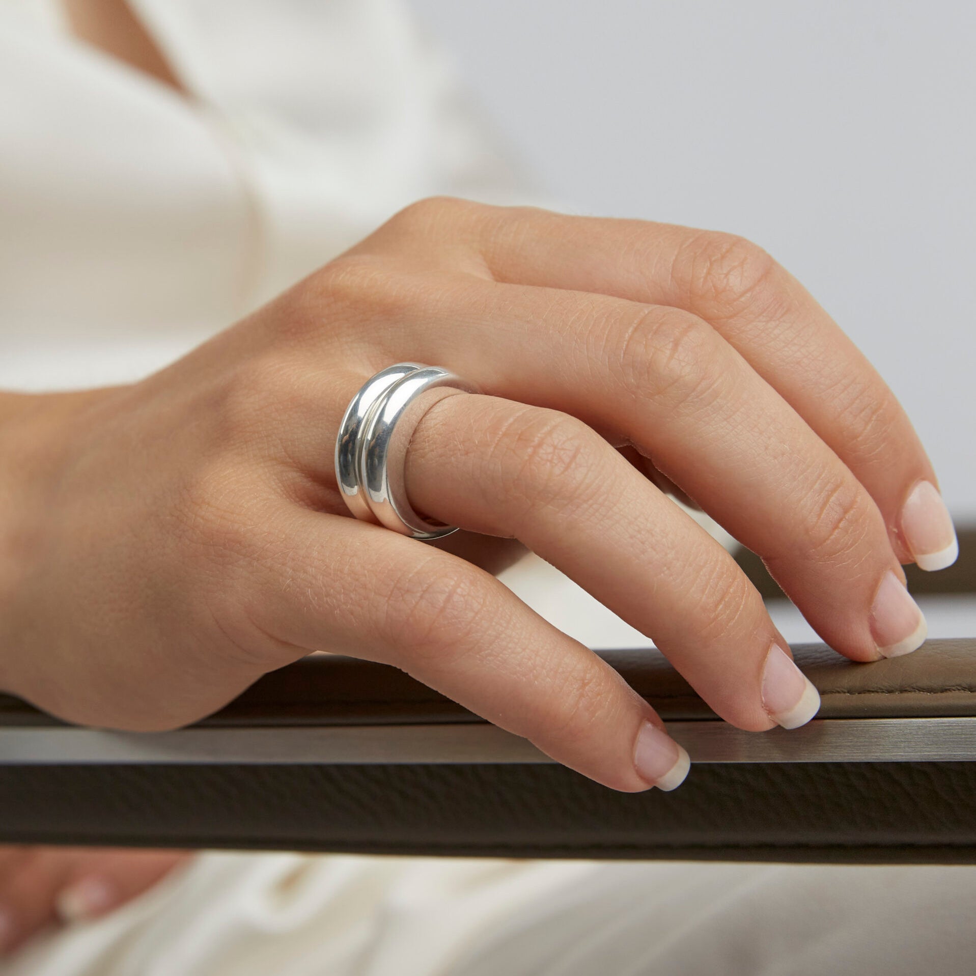 Silver Double Slice Ring Set
