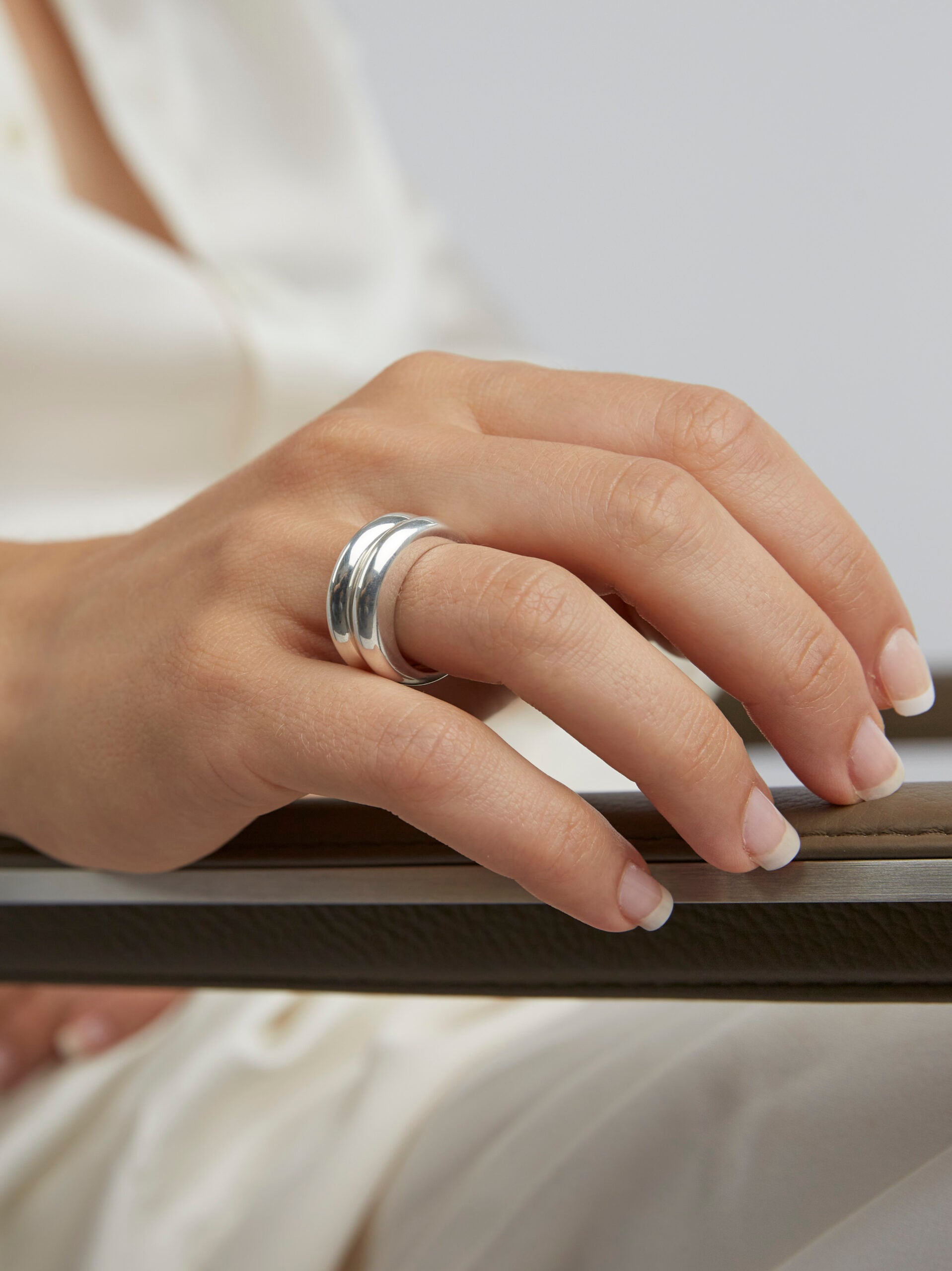 Silver Double Slice Ring Set