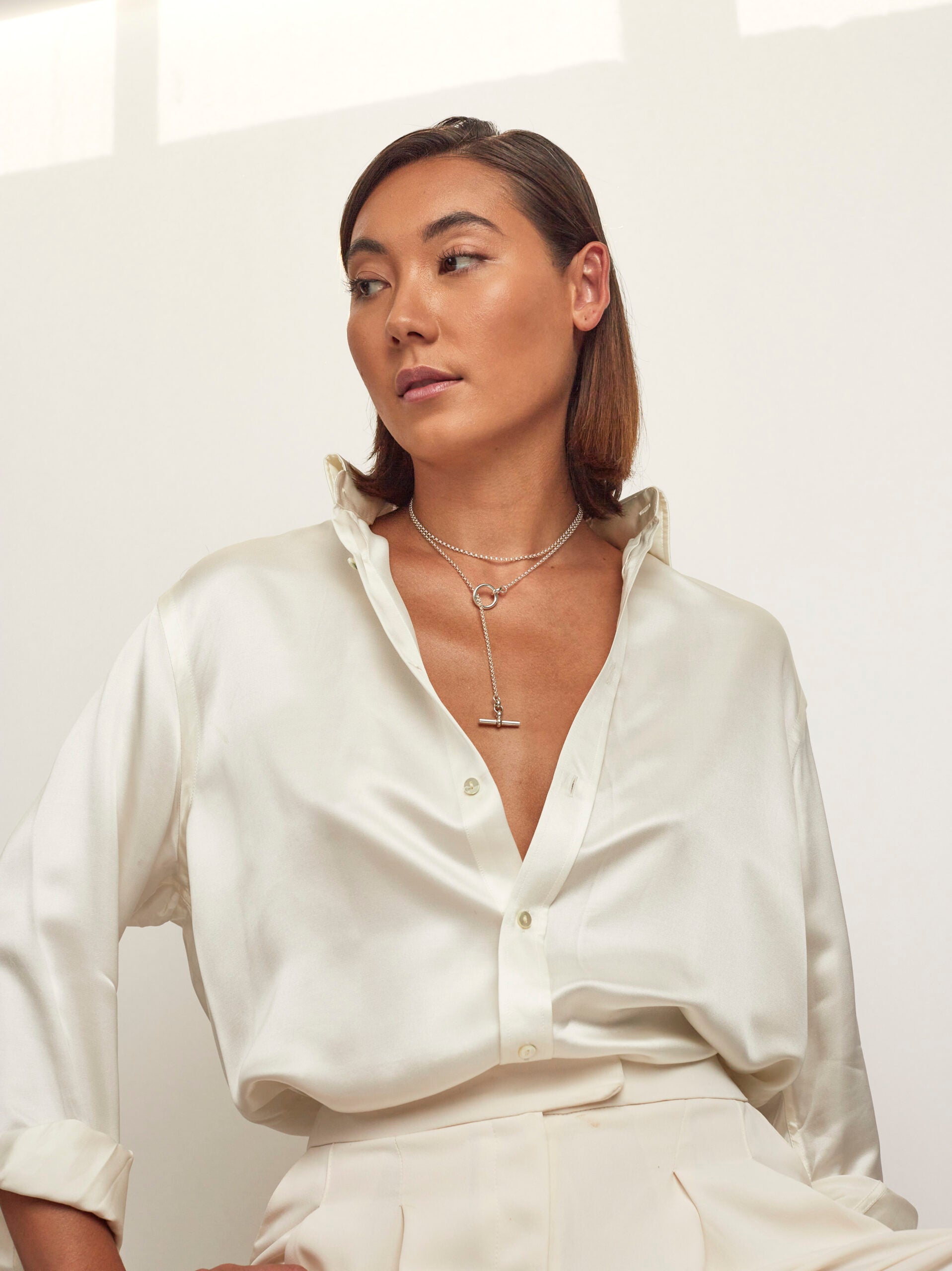 Fine Silver Lariat Necklace