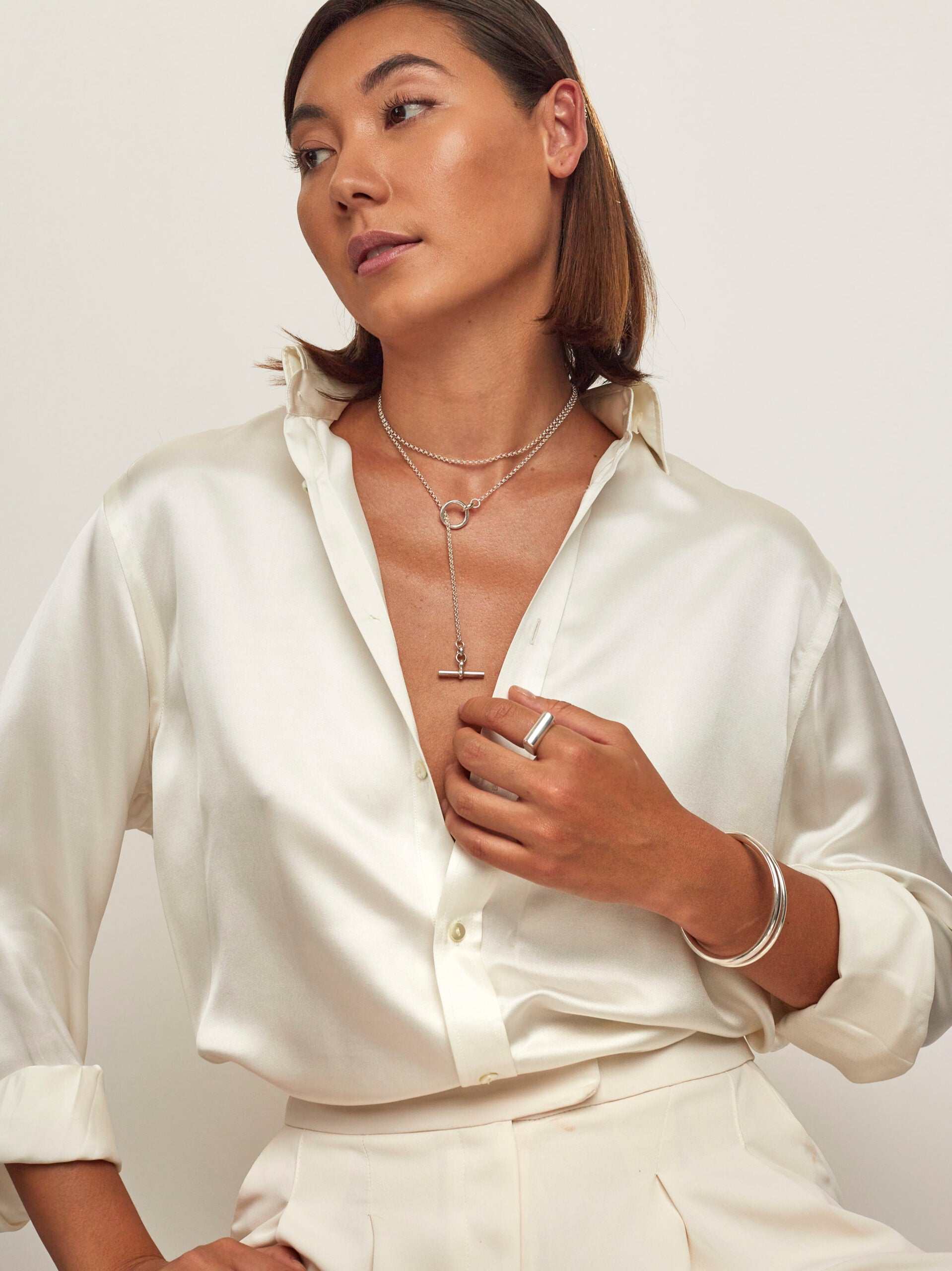 Fine Silver Lariat Necklace