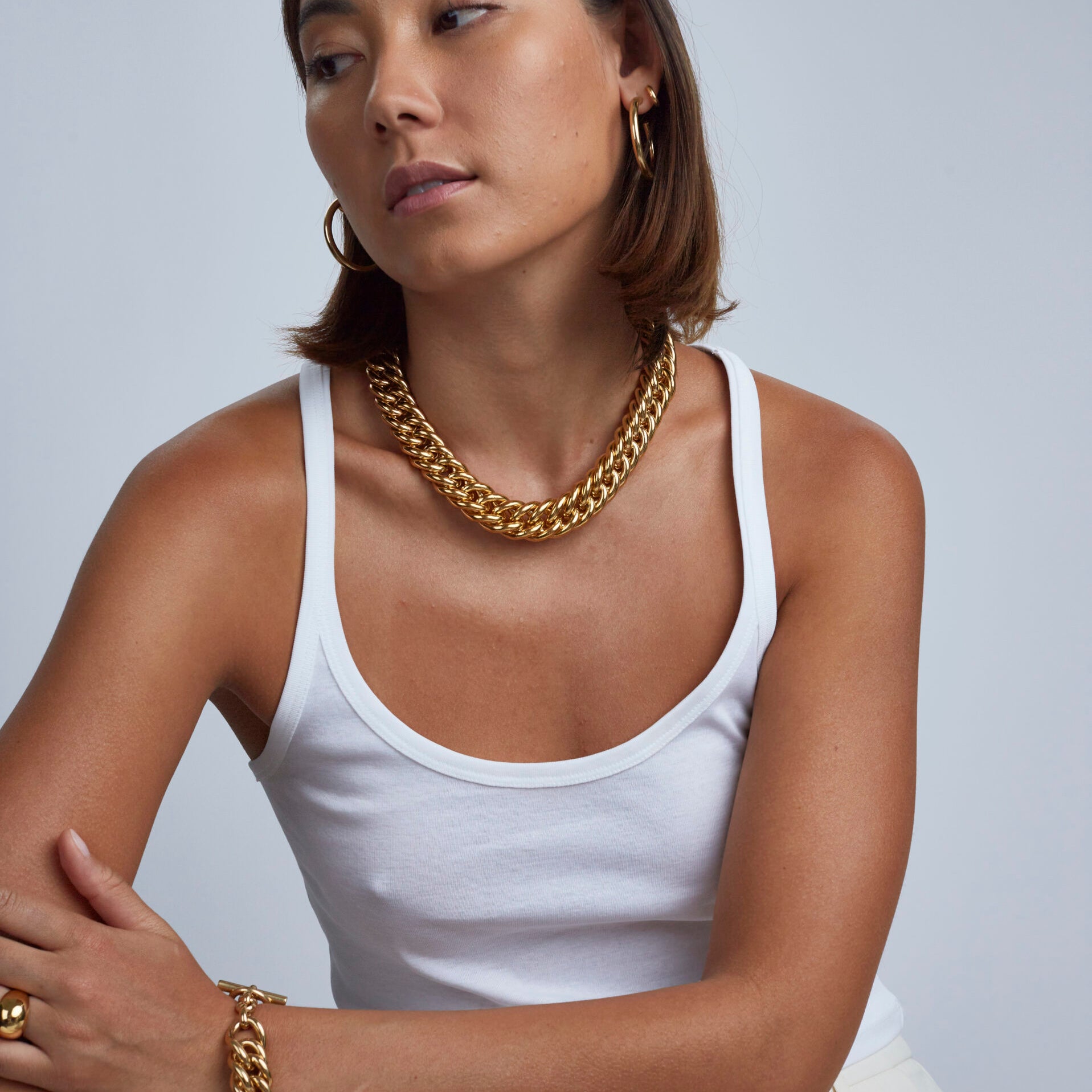 Giant Gold Curb Chain Necklace