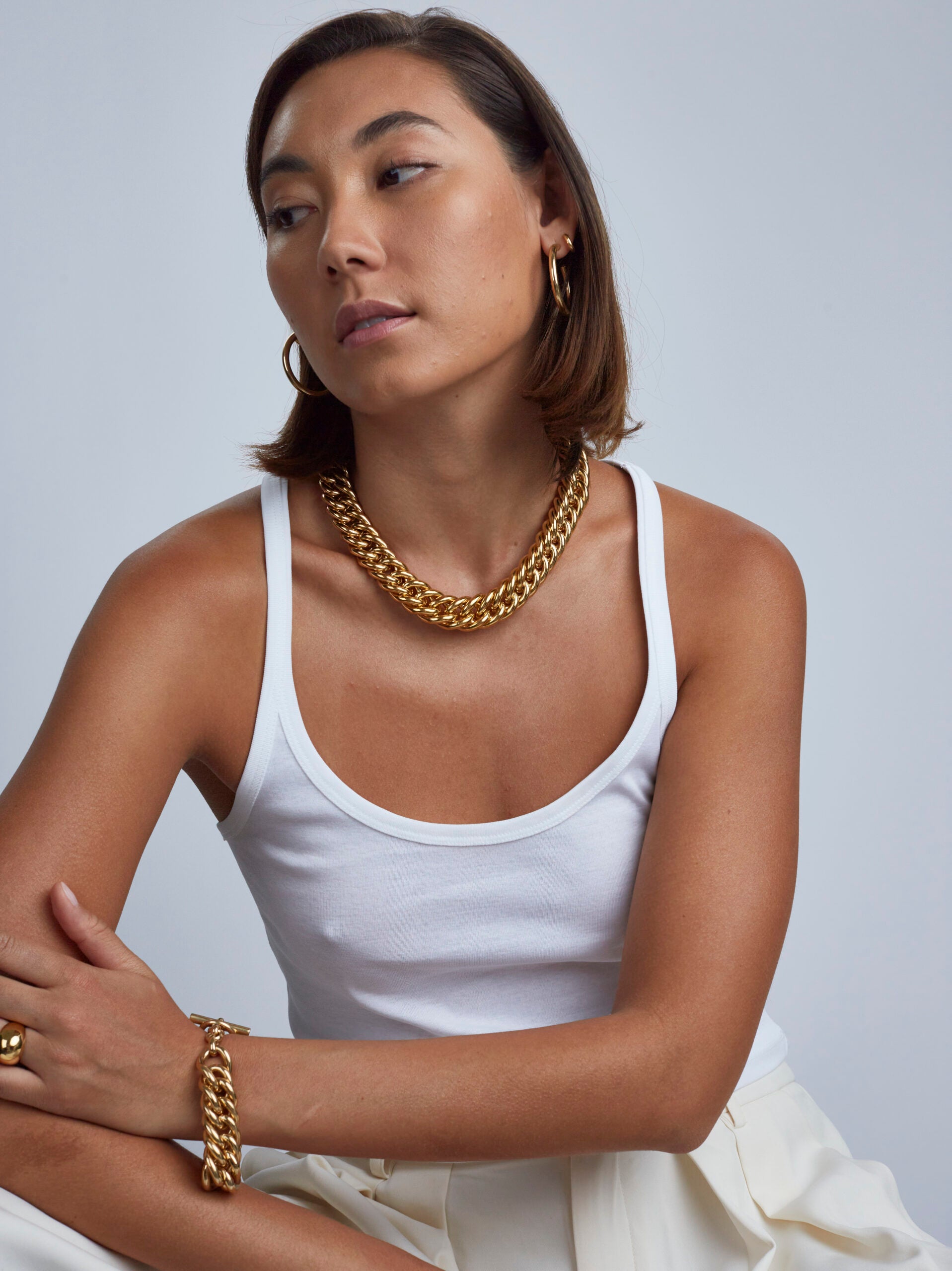 Giant Gold Curb Chain Necklace
