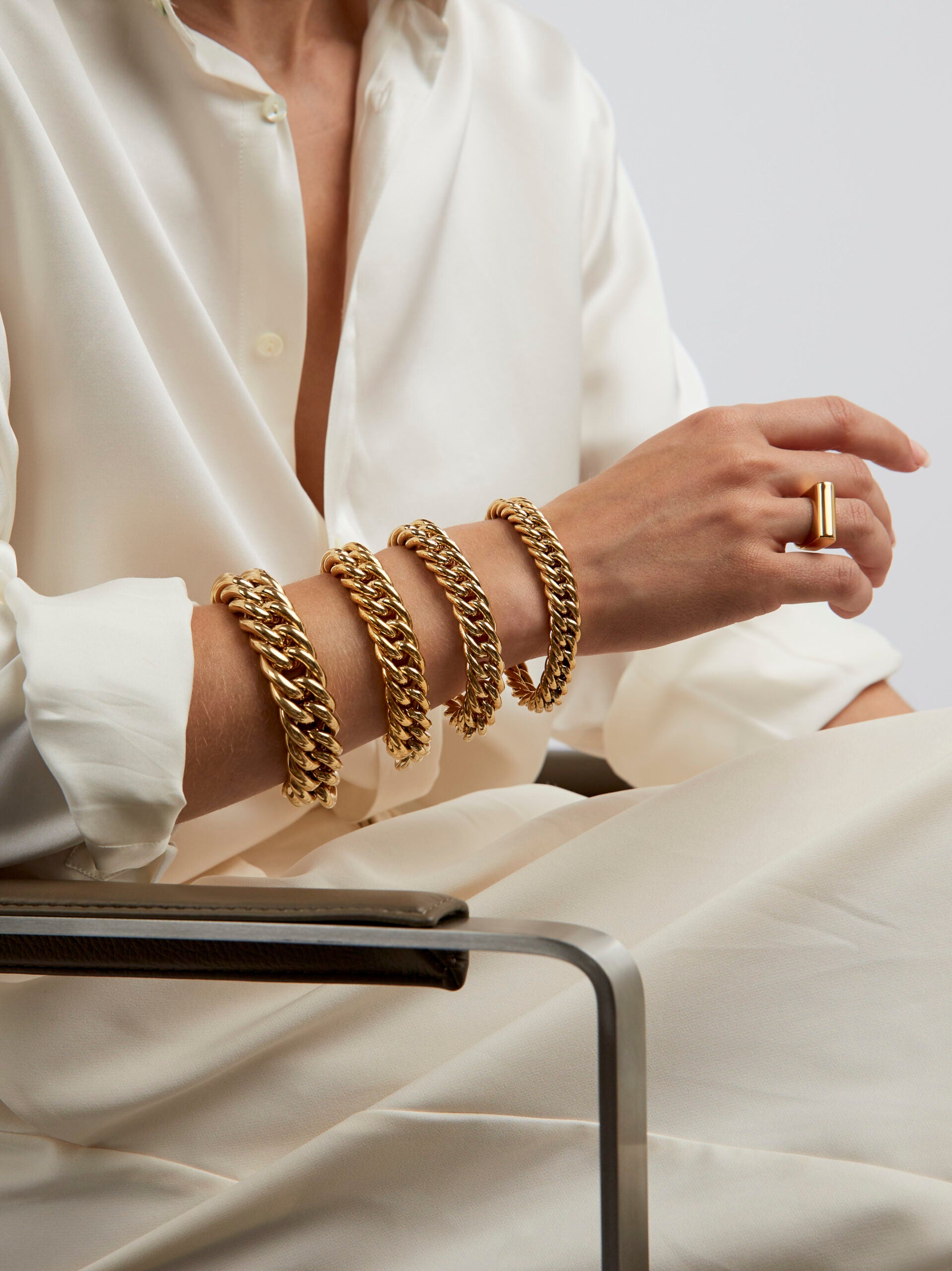 Large Gold Curb Chain Bracelet