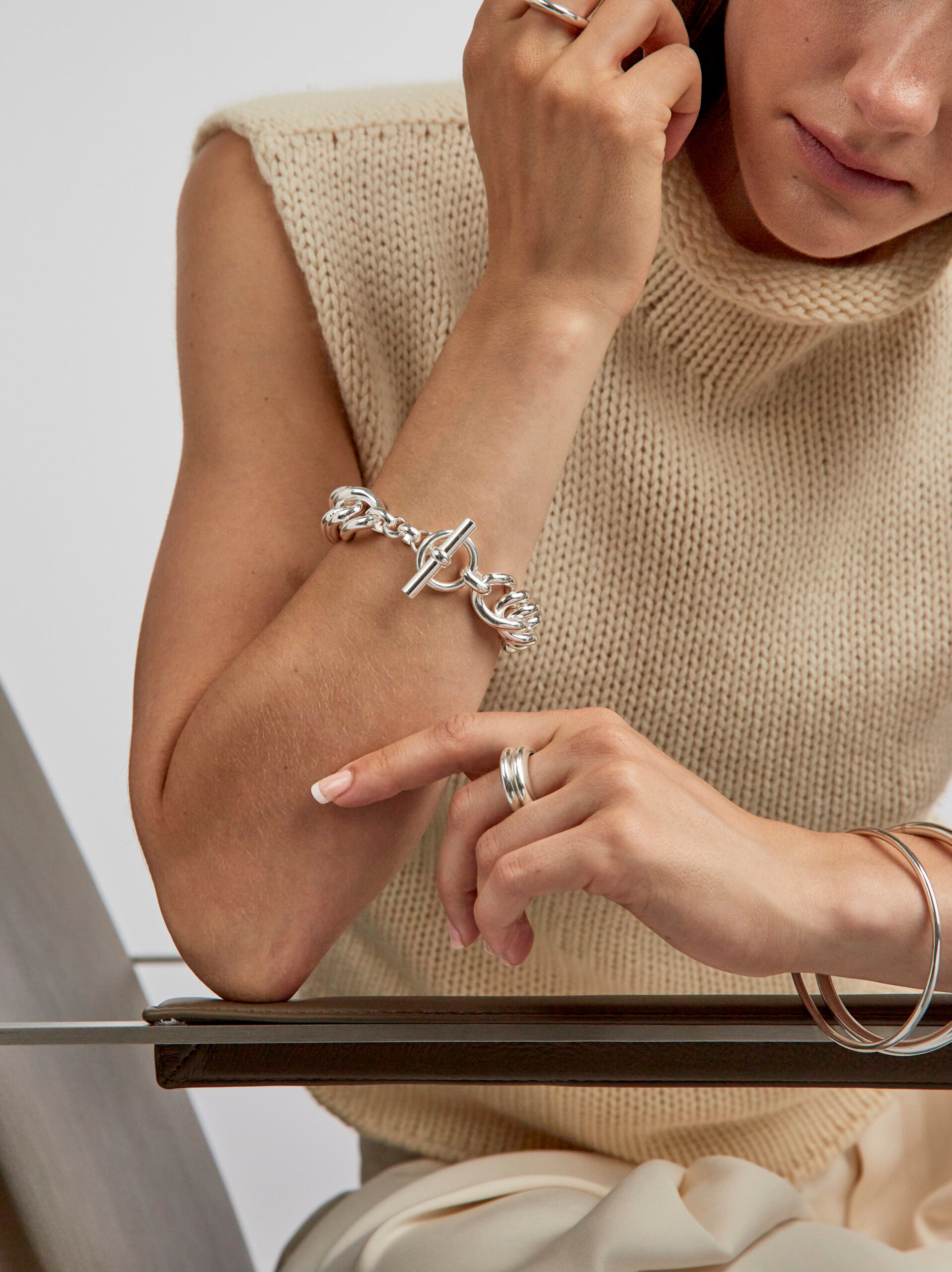 Giant Silver-Plate Curb Link Bracelet