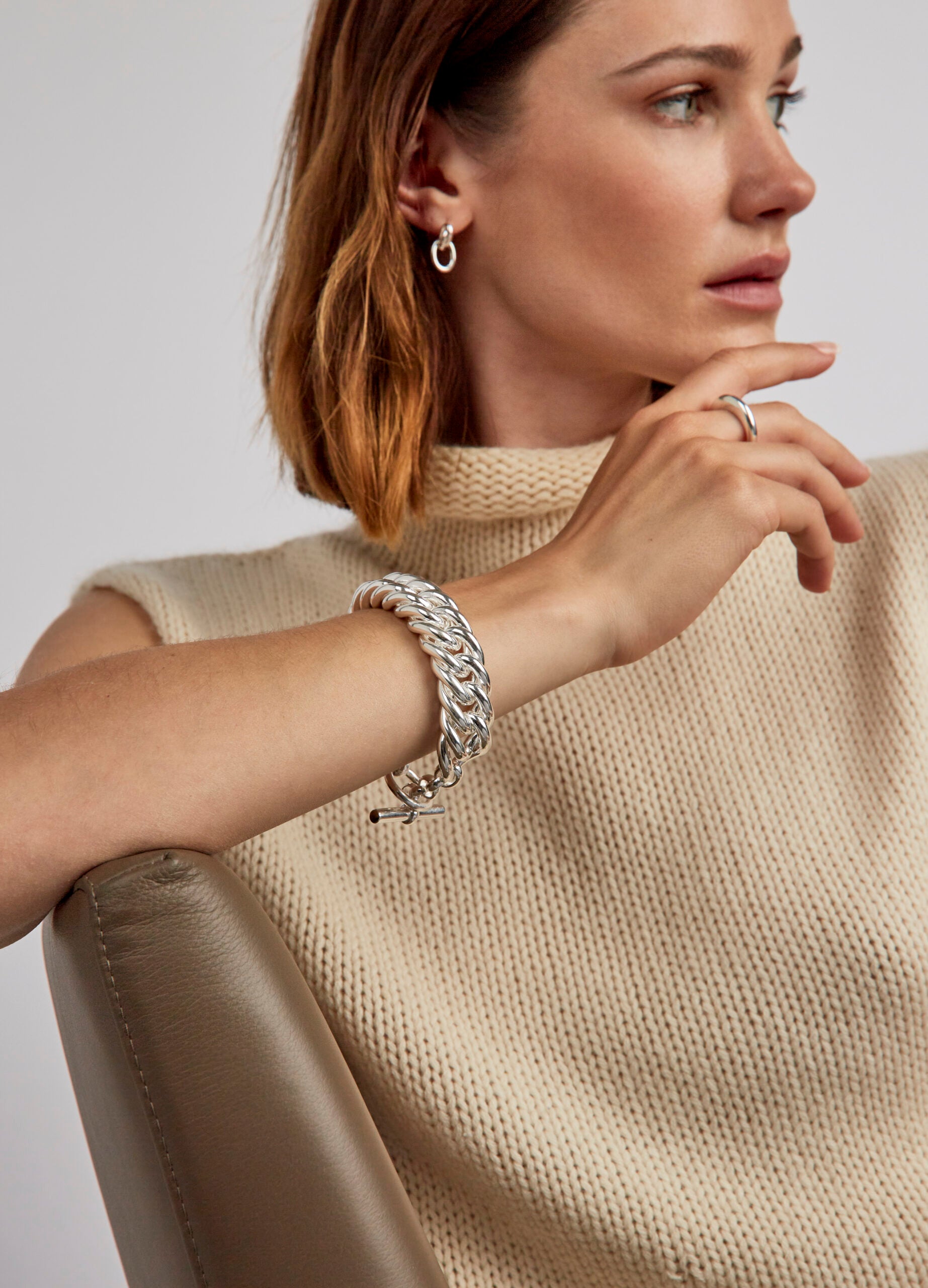 Giant Silver-Plate Curb Link Bracelet