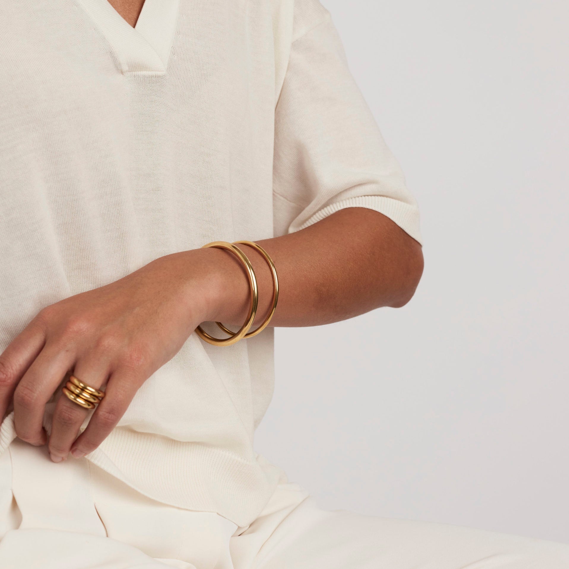 Gold Plain Bangle Set