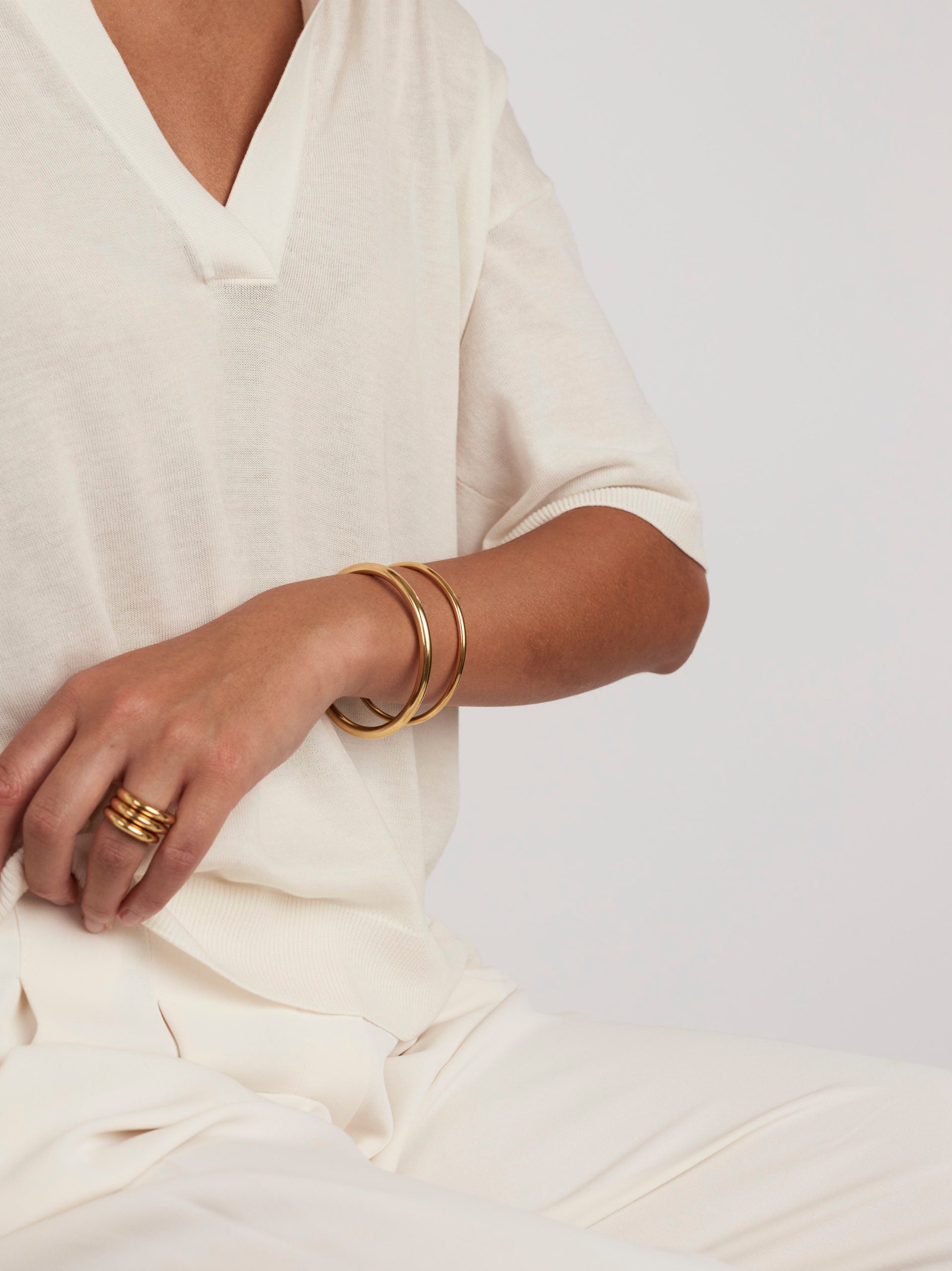 Gold Plain Bangle Set