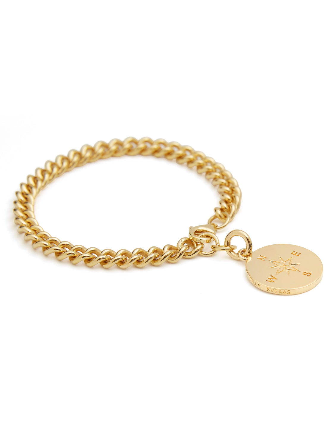 Gold Compass Curb Link Bracelet