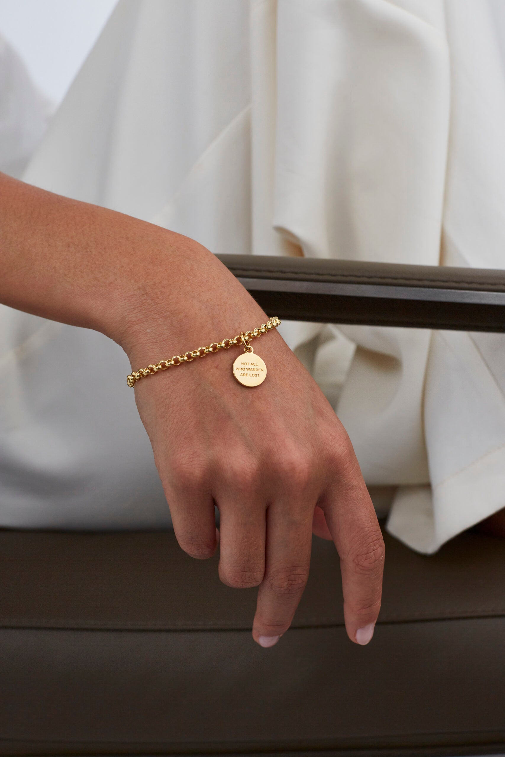 Gold Belcher Bracelet With Compass