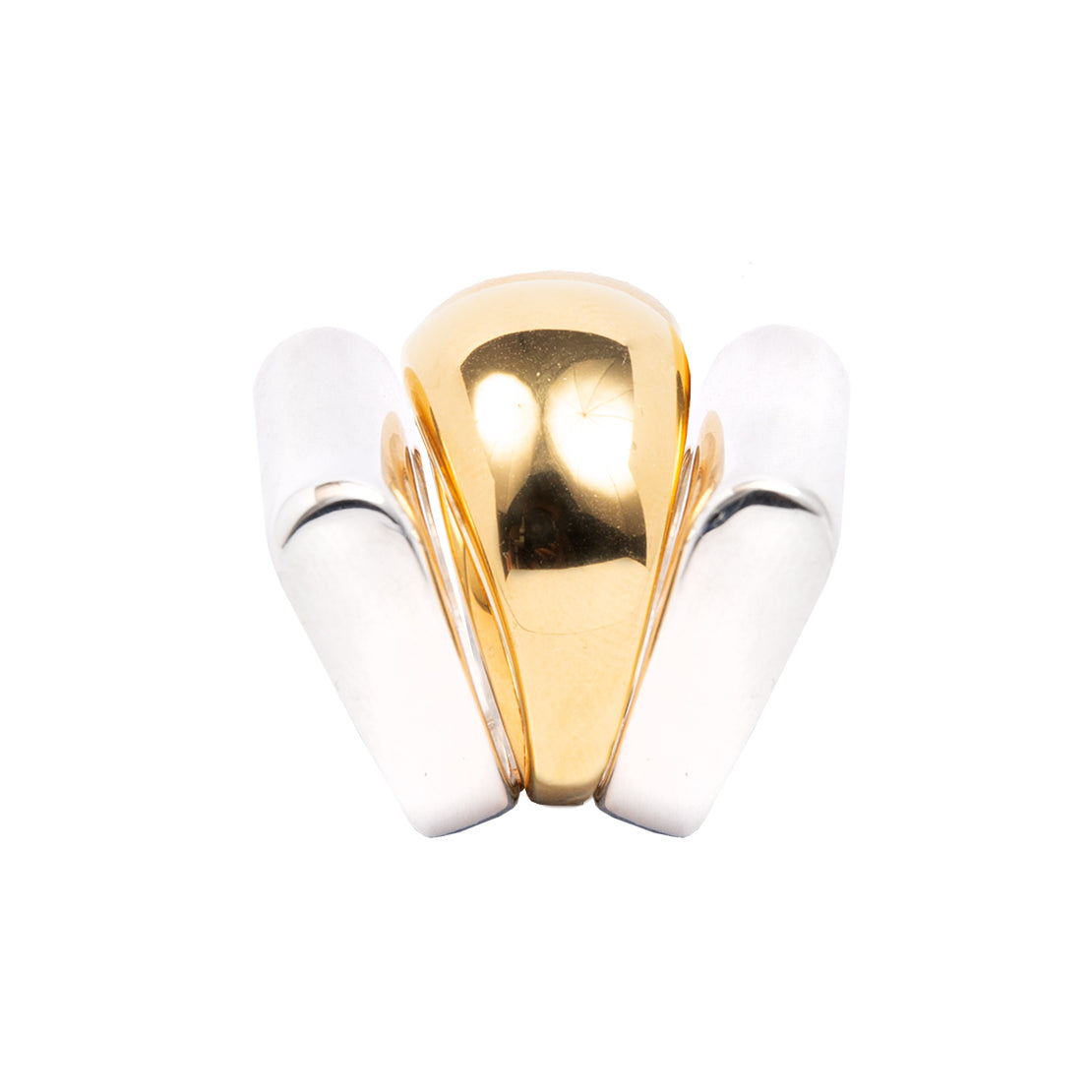 Silver and Gold Ridge Triple Ring Set