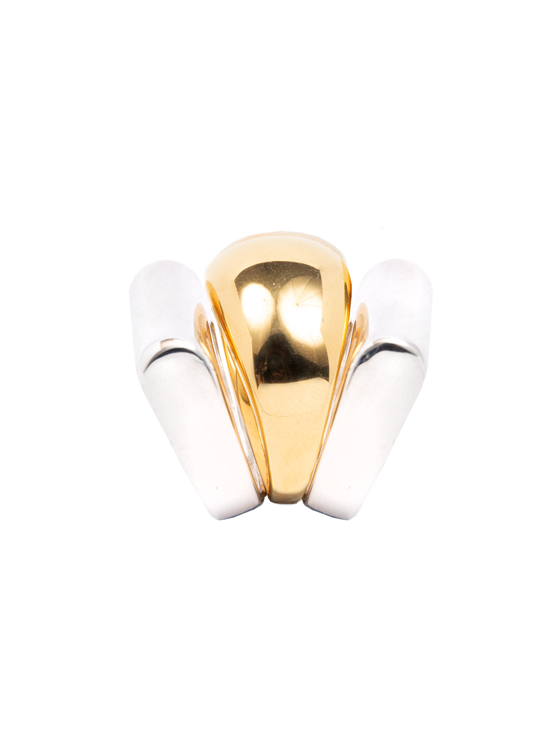 Silver and Gold Ridge Triple Ring Set