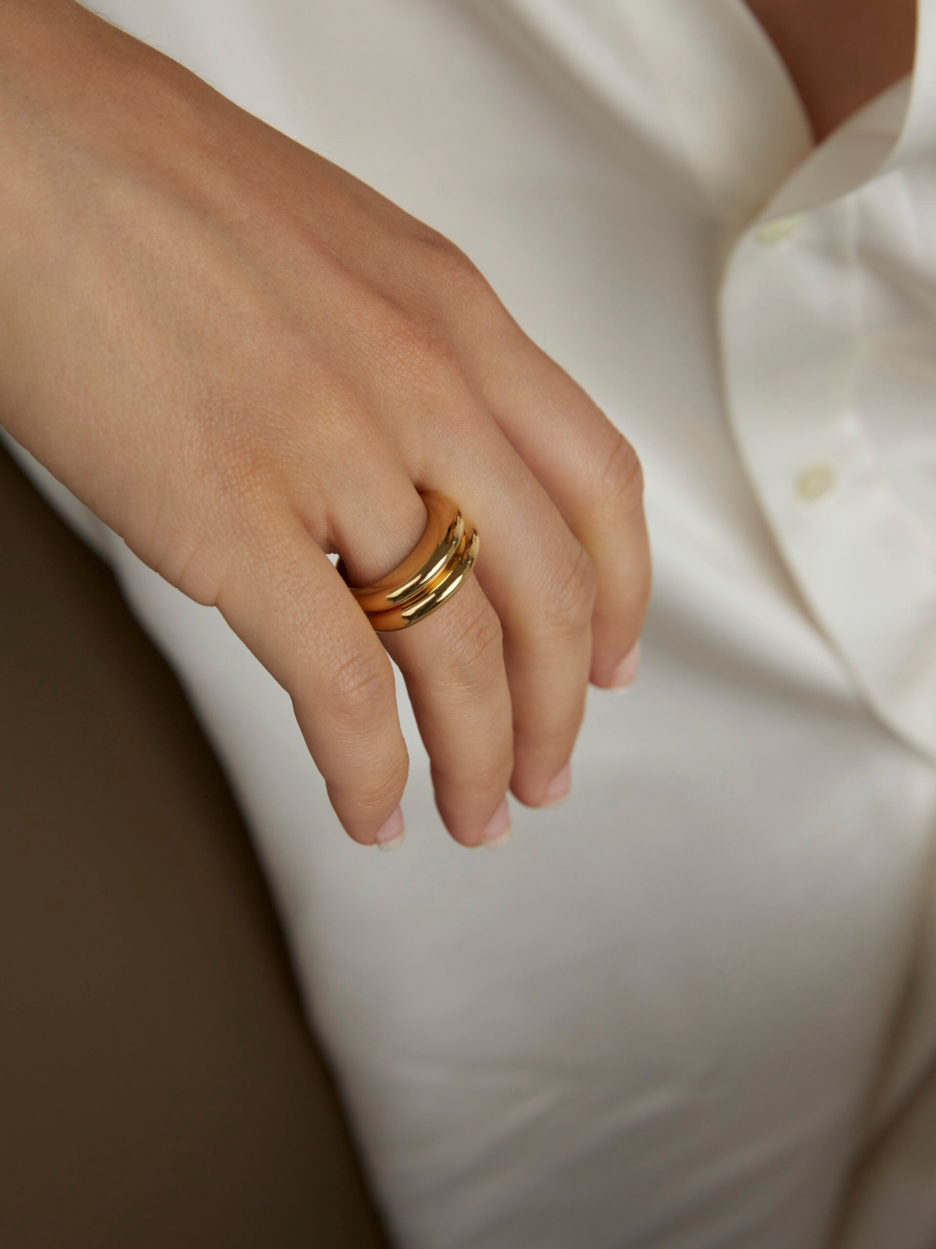 Gold Double Slice Ring Set