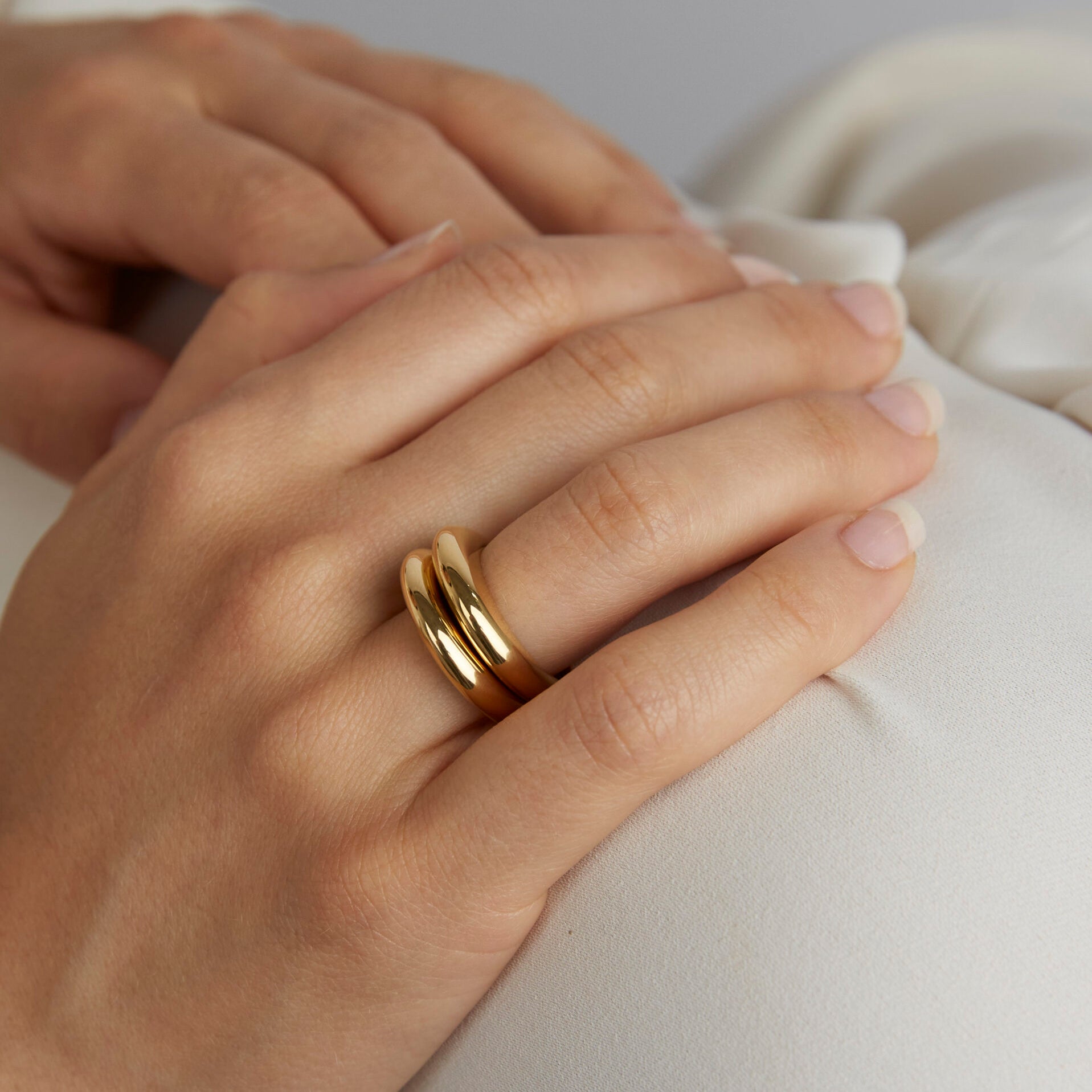 Gold Double Slice Ring Set