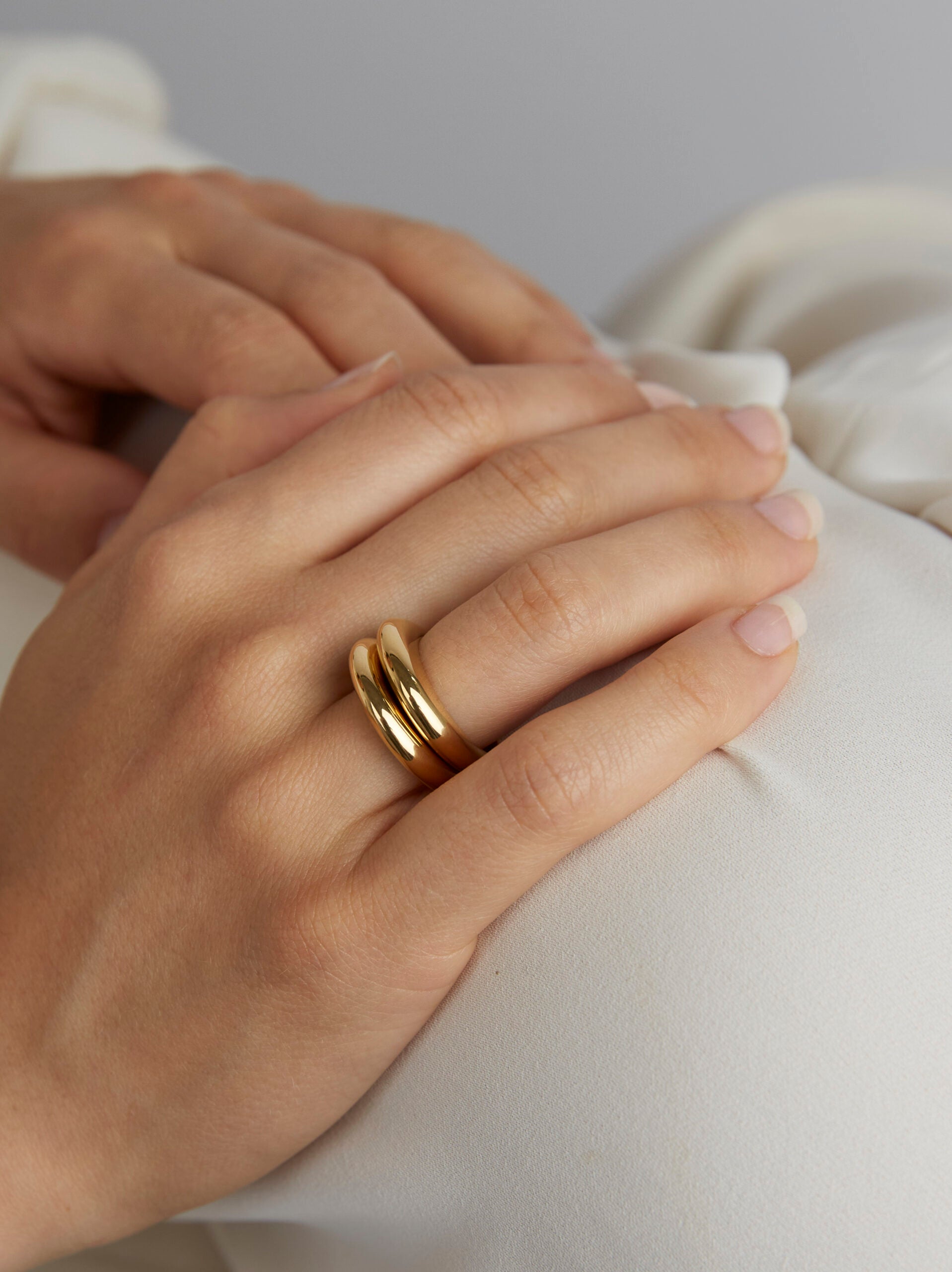 Gold Double Slice Ring Set