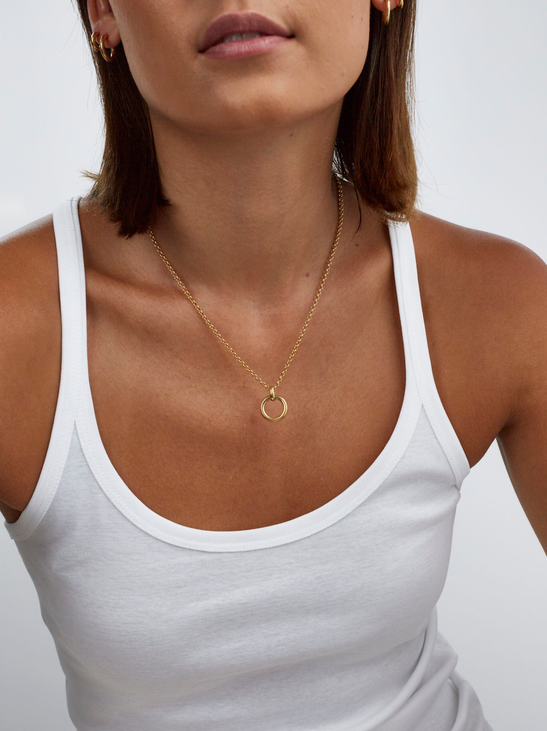 Small Gold Eternity Ring On Gold Belcher Chain