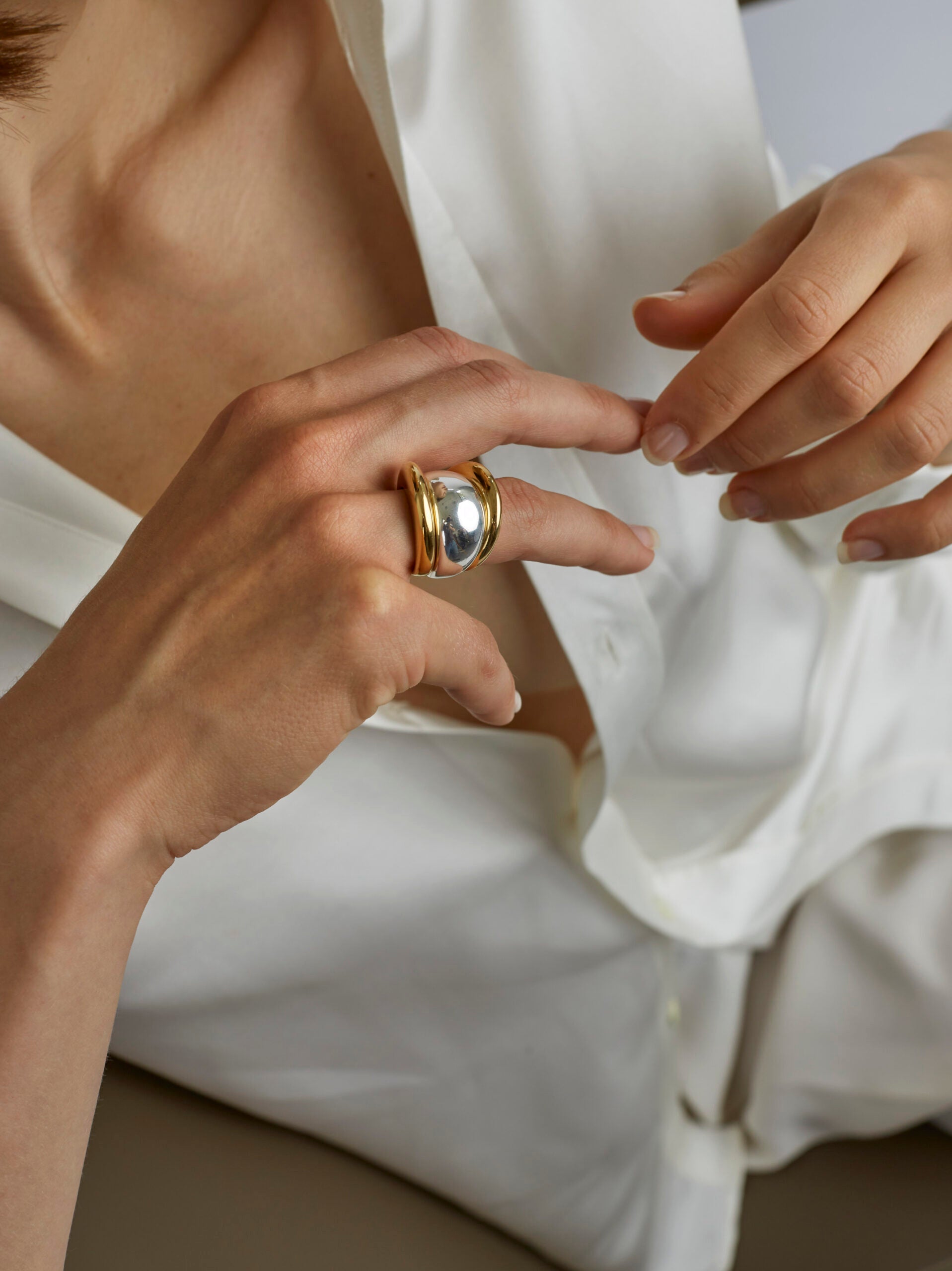 Gold and Silver Triple Ring Set
