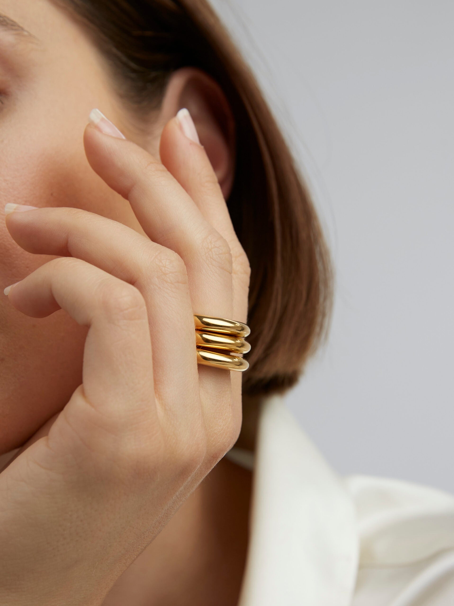 Triple Gold Slice Ring