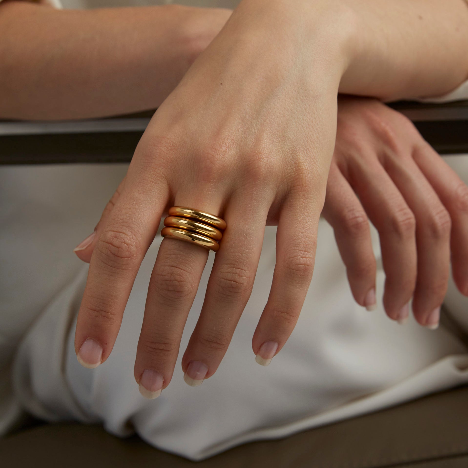 Triple Gold Slice Ring