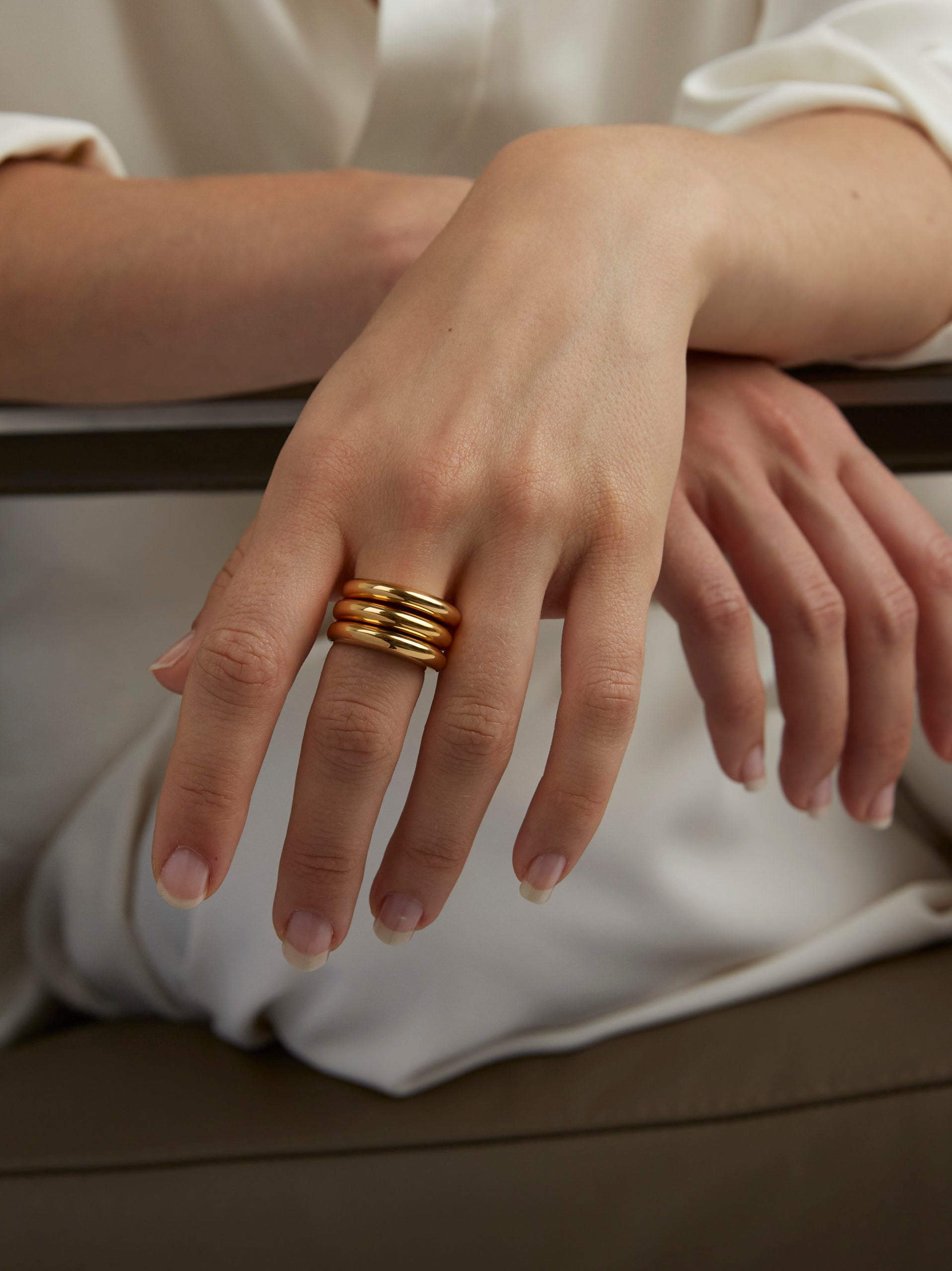 Triple Gold Slice Ring