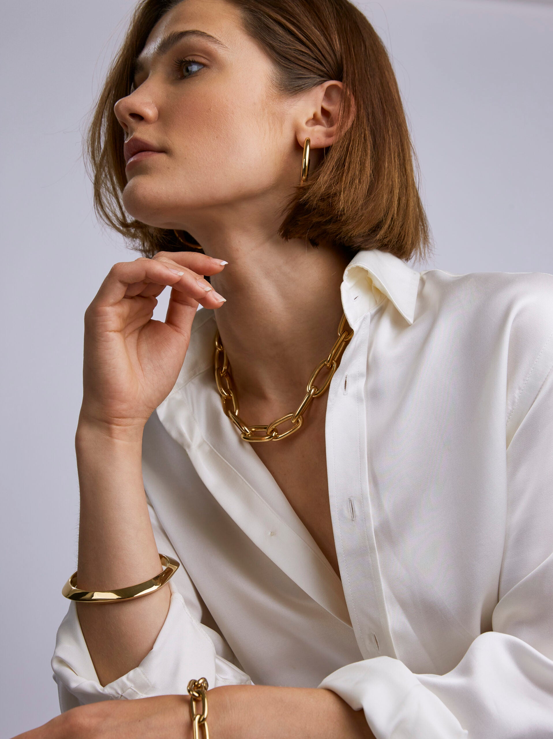 Large Gold Oval Chain Necklace