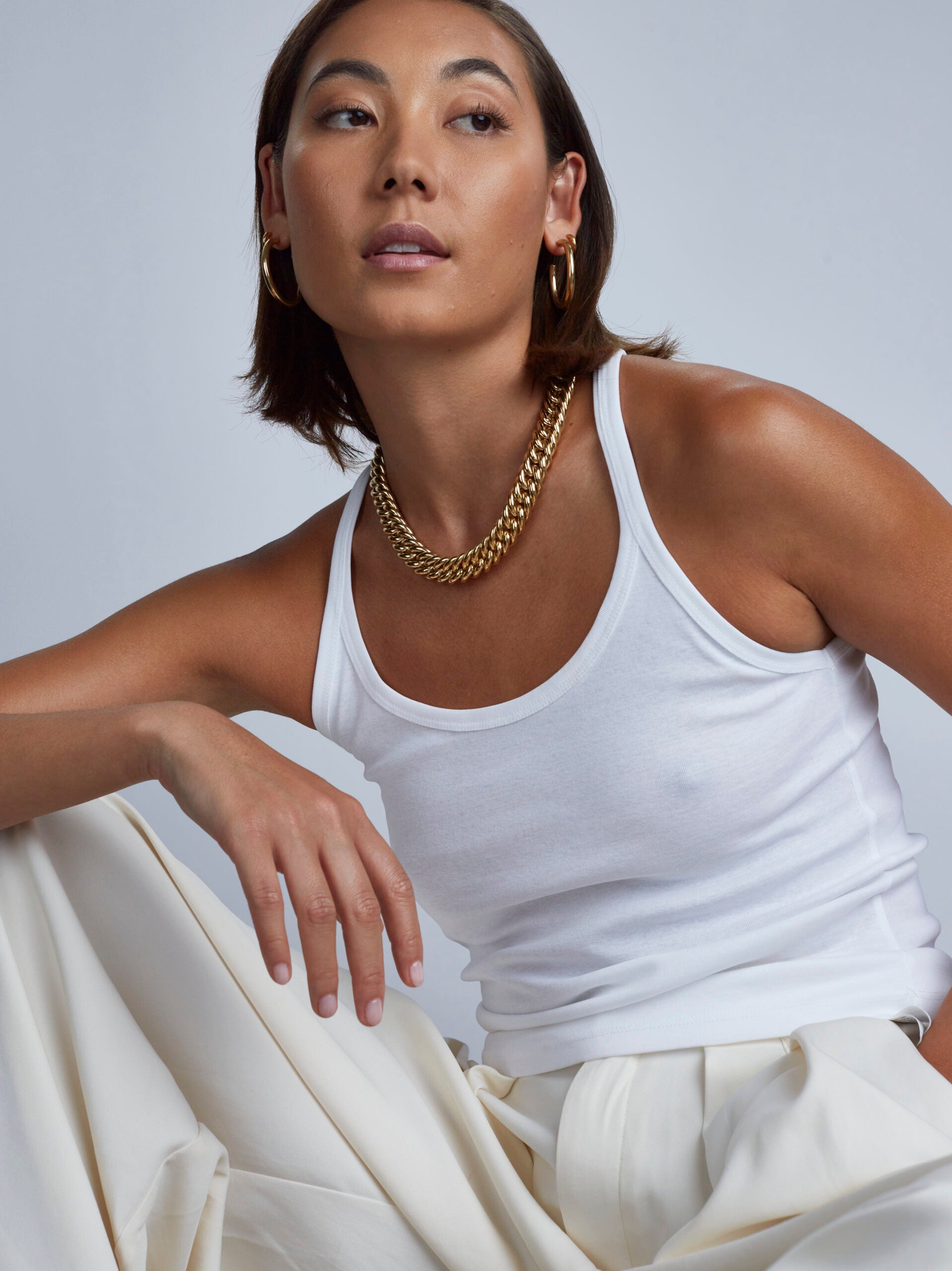 Large Gold Curb Chain Necklace