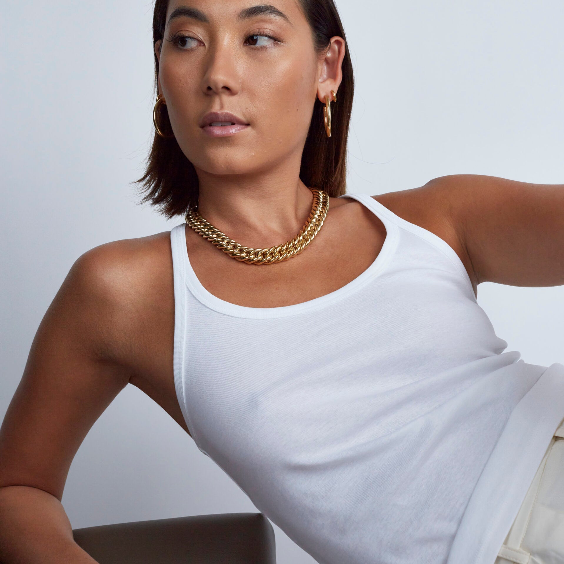 Large Gold Curb Chain Necklace