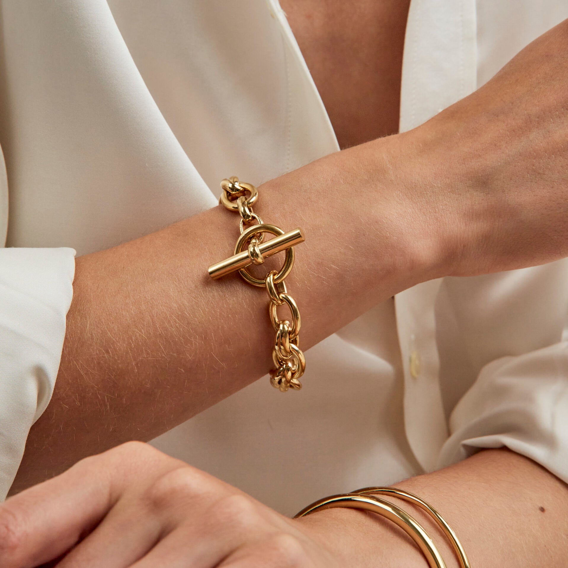 Large Gold Double Linked Bracelet