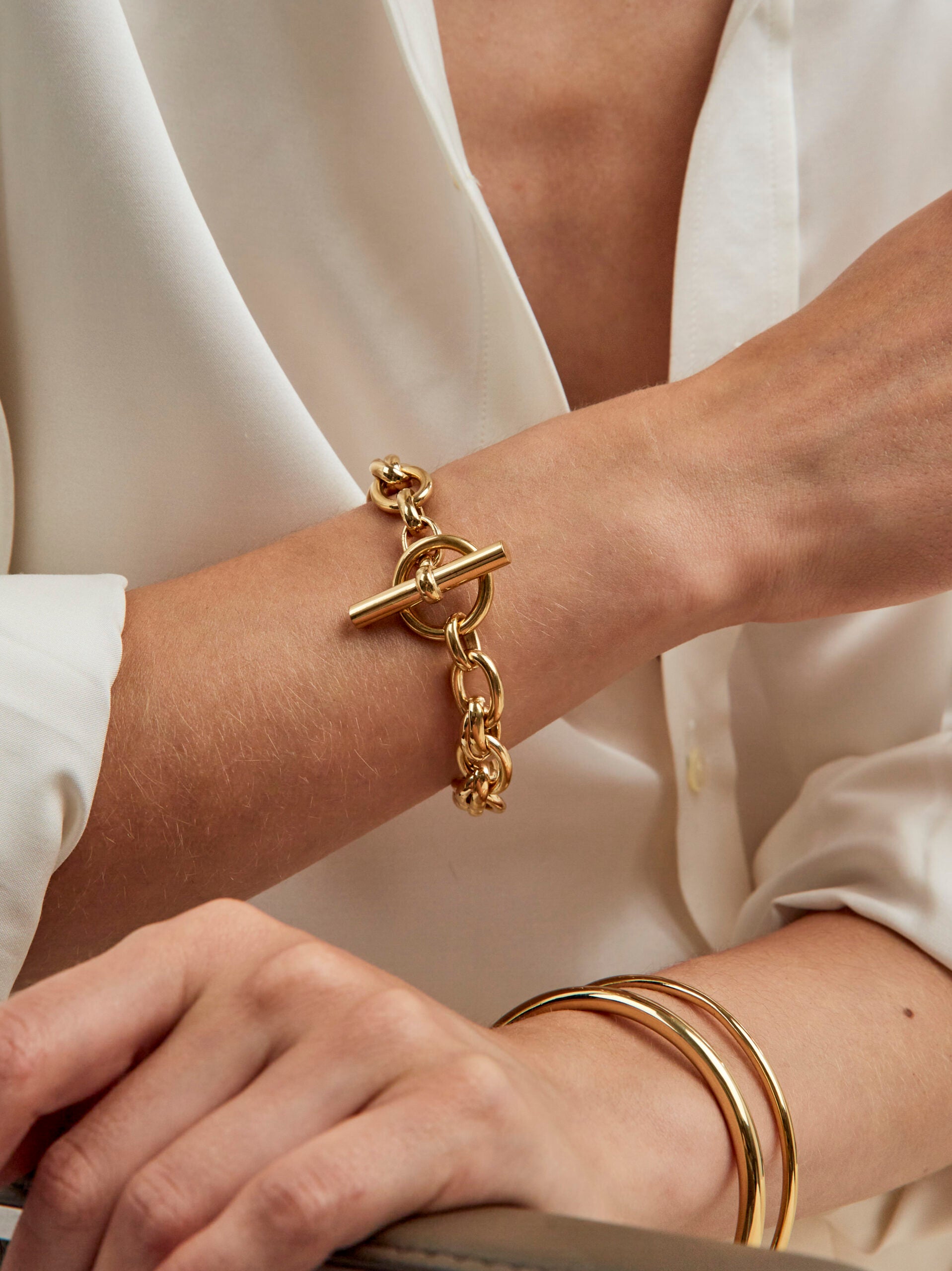 Large Gold Double Linked Bracelet