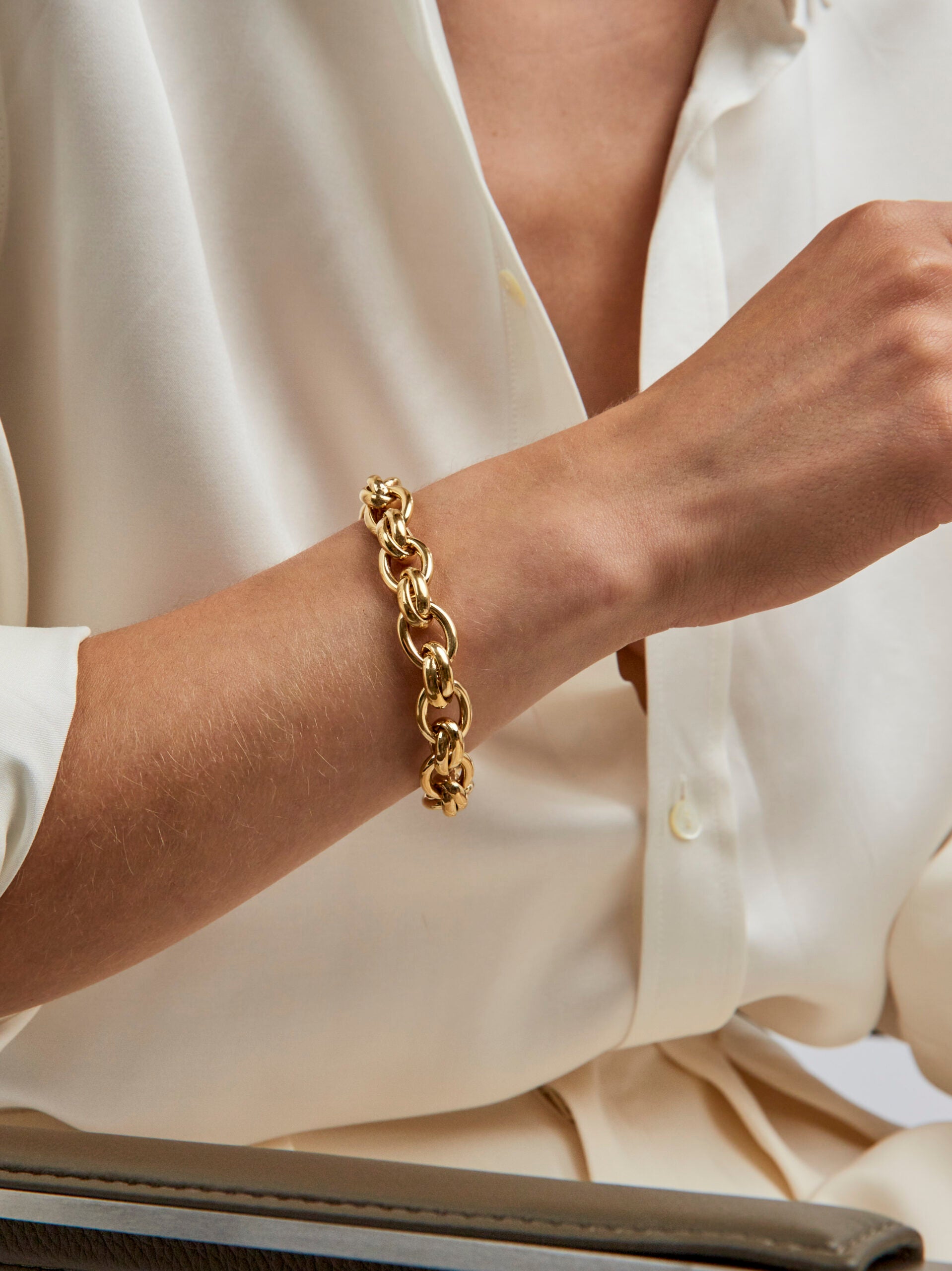 Large Gold Double Linked Bracelet