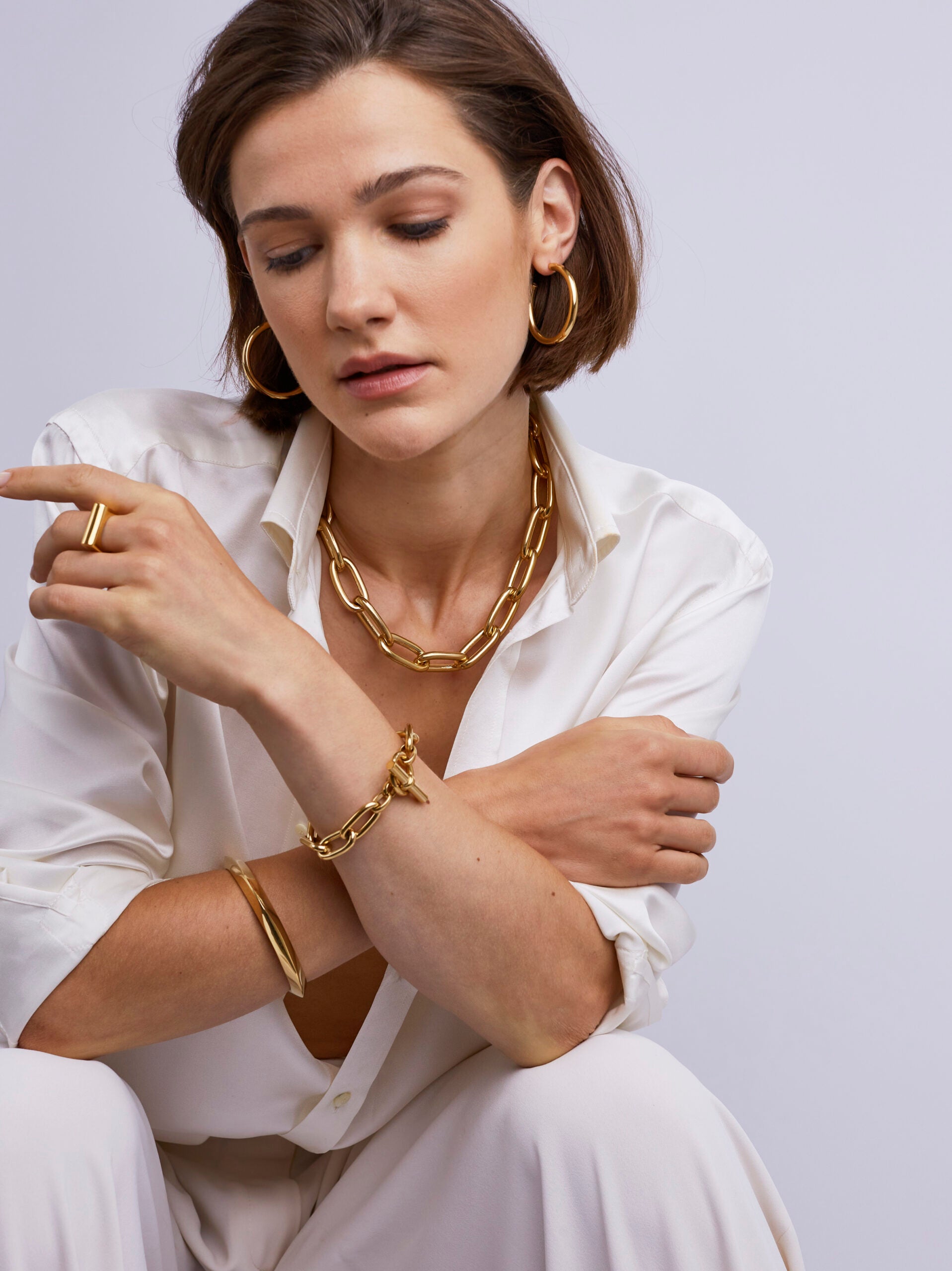 Large Gold Oval Chain Necklace
