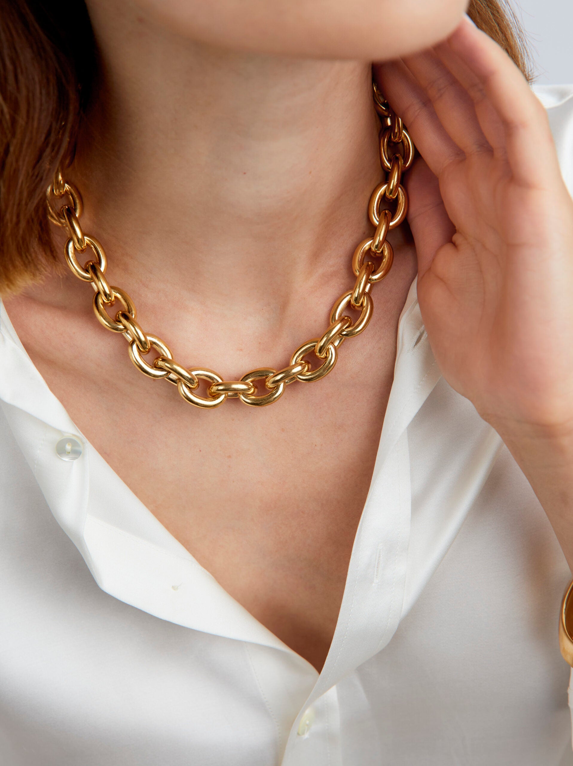 Large Gold Round Chain Necklace