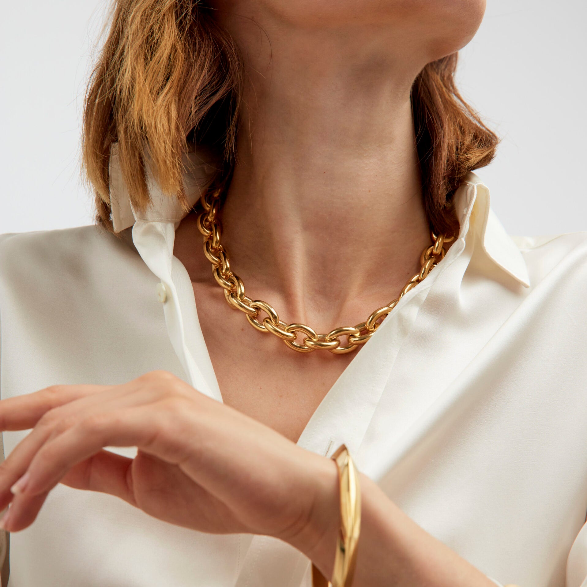 Large Gold Round Chain Necklace