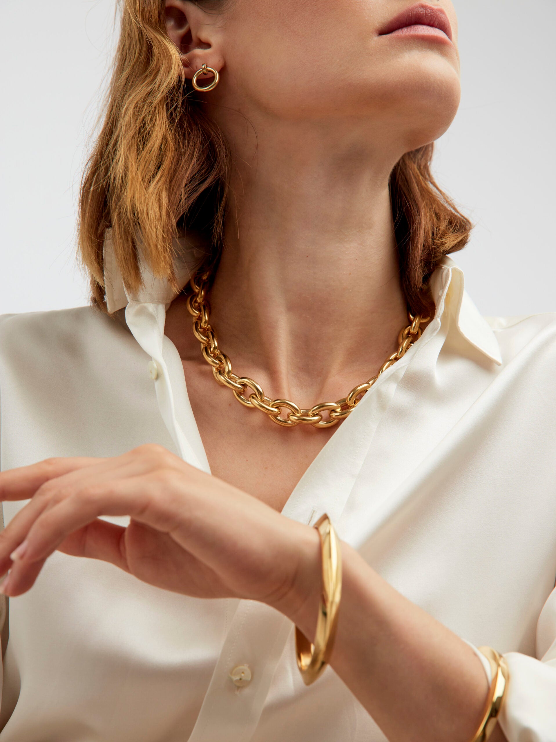 Large Gold Round Chain Necklace