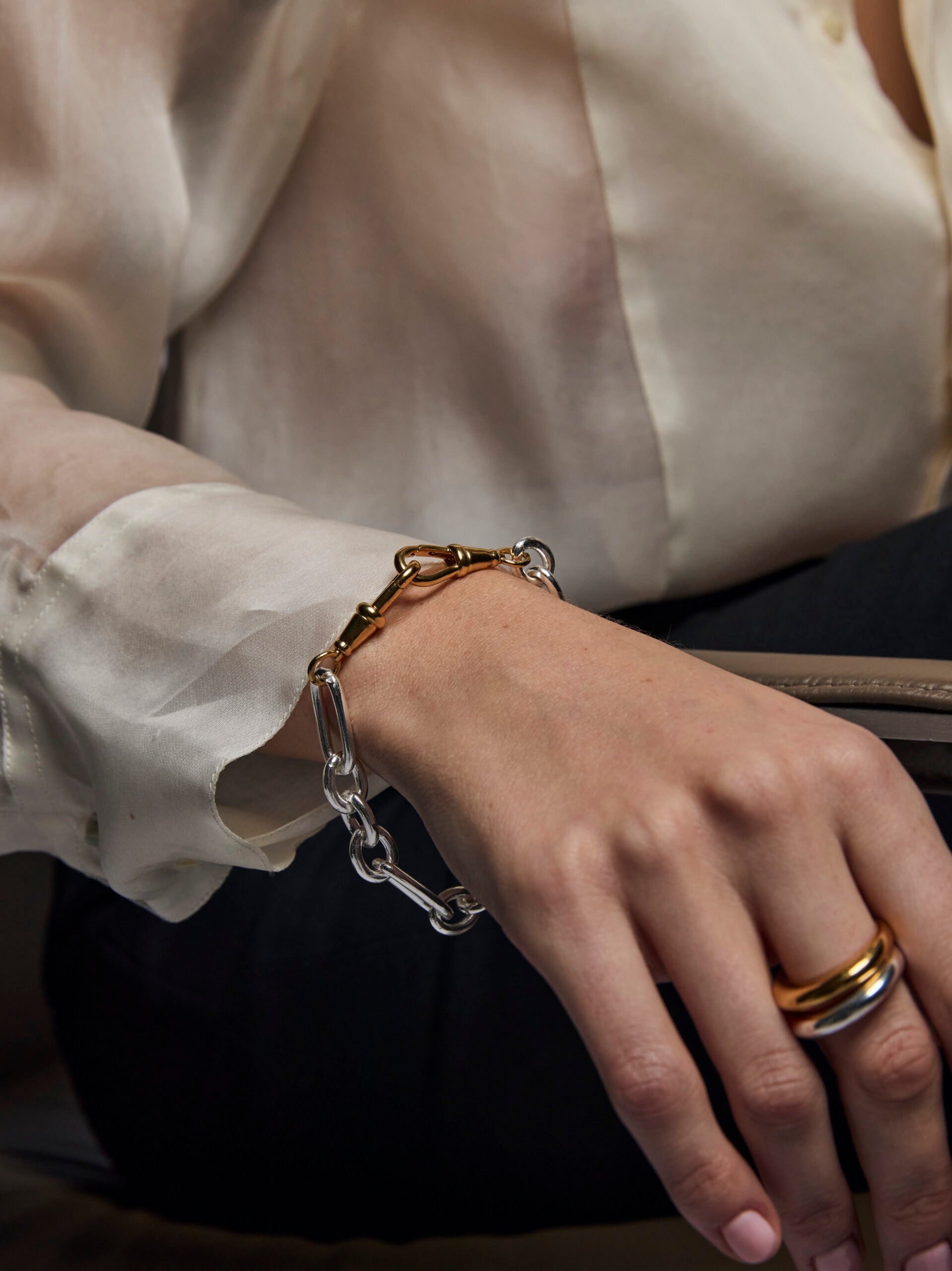Large Silver and Gold Watch Double Clipt Bracelet – Tilly Sveaas