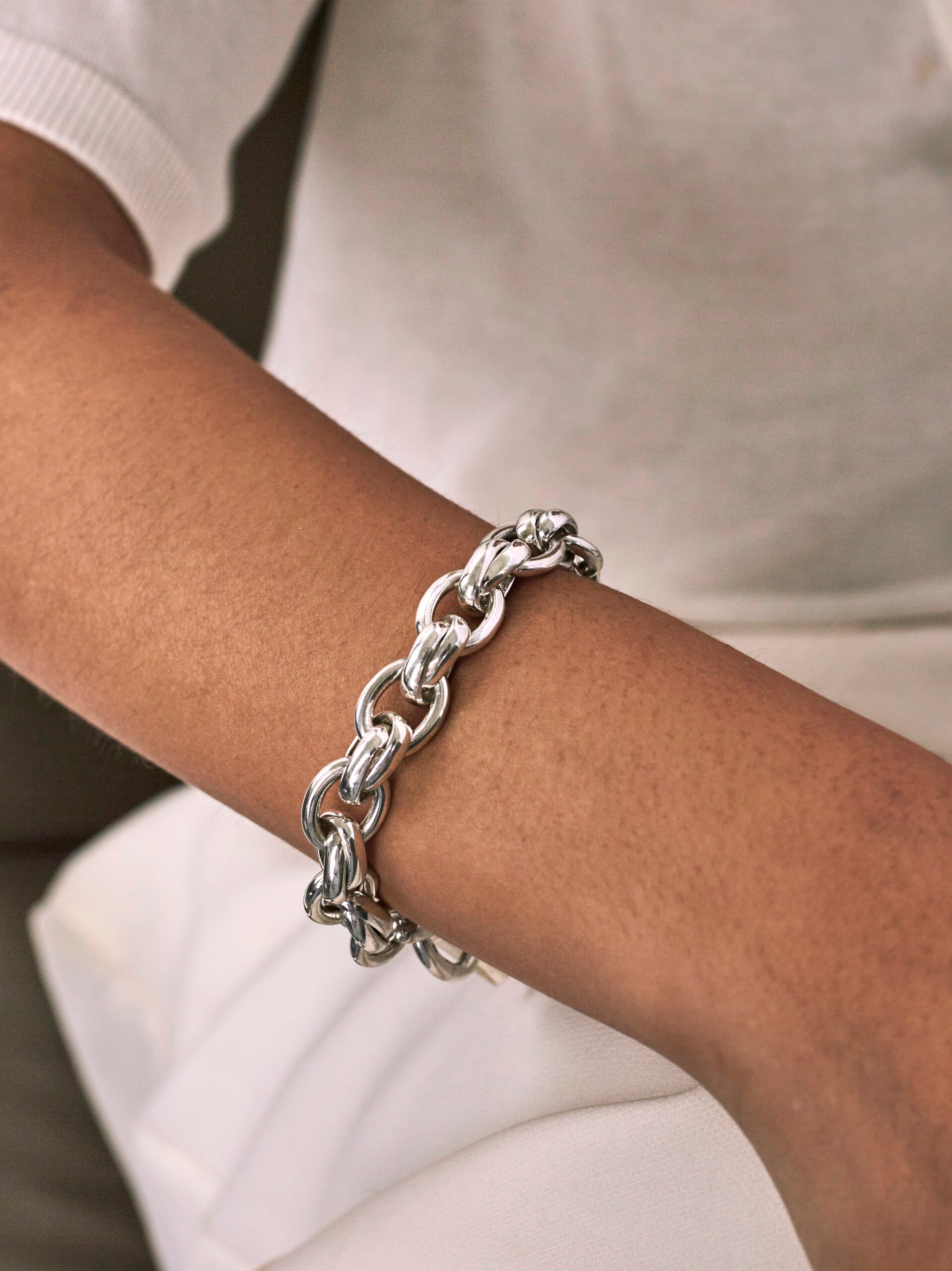 Large Silver Double Link Bracelet