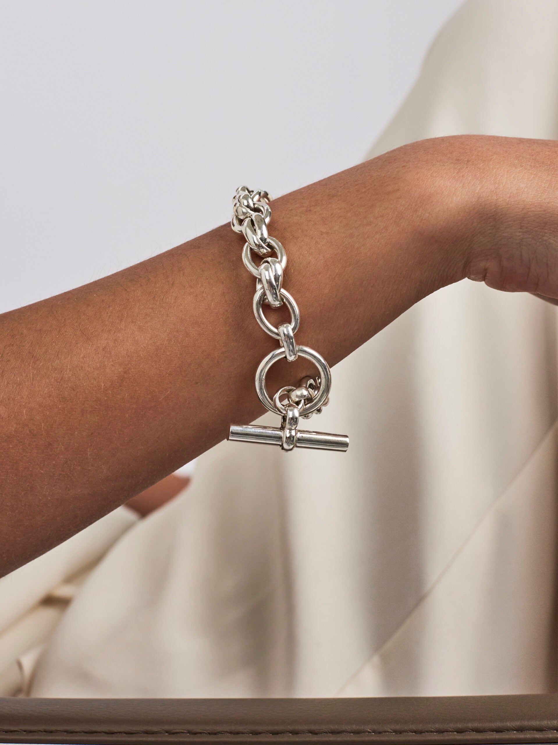 Large Silver Double Link Bracelet – Tilly Sveaas