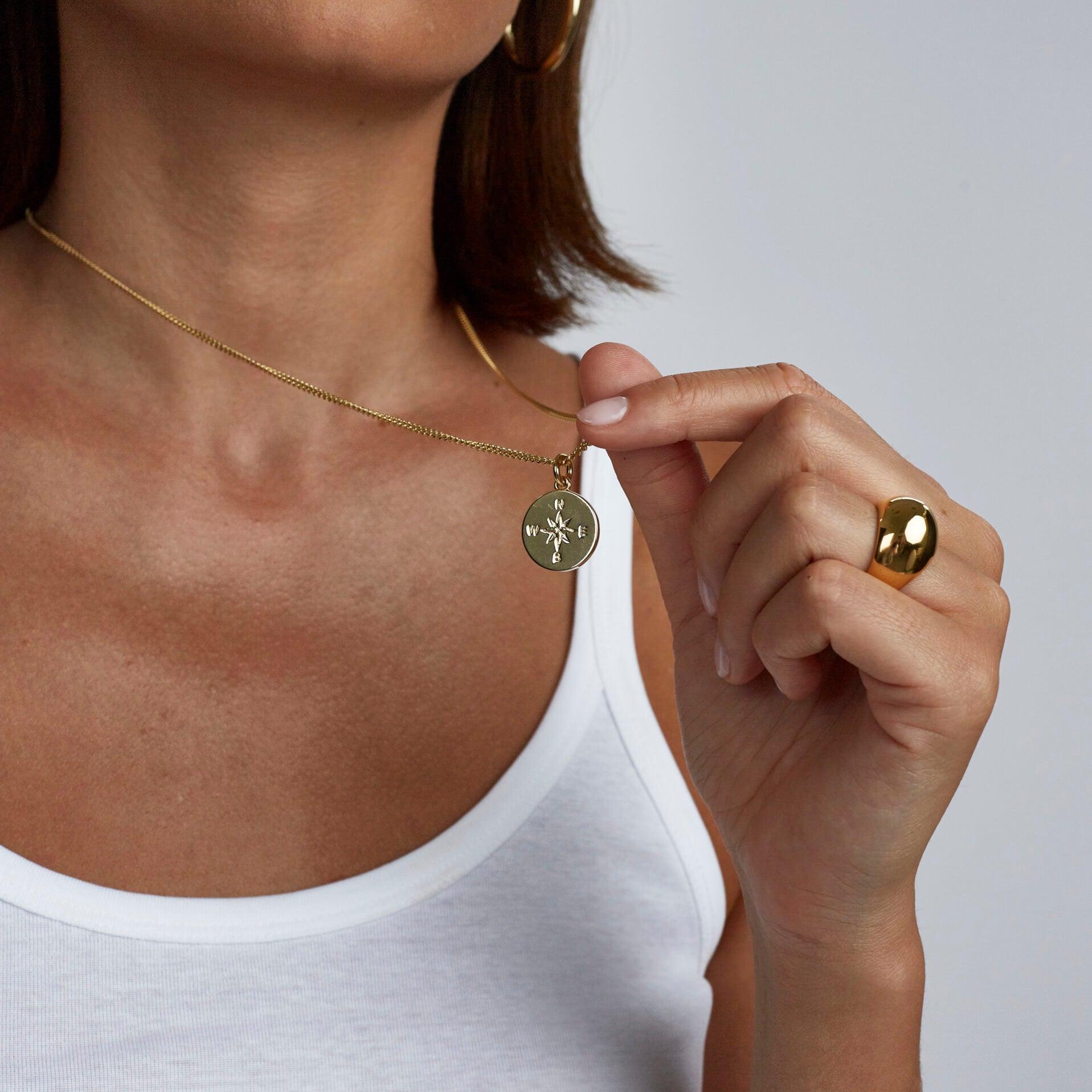 Large Gold Compass / Not All Who Wander Necklace