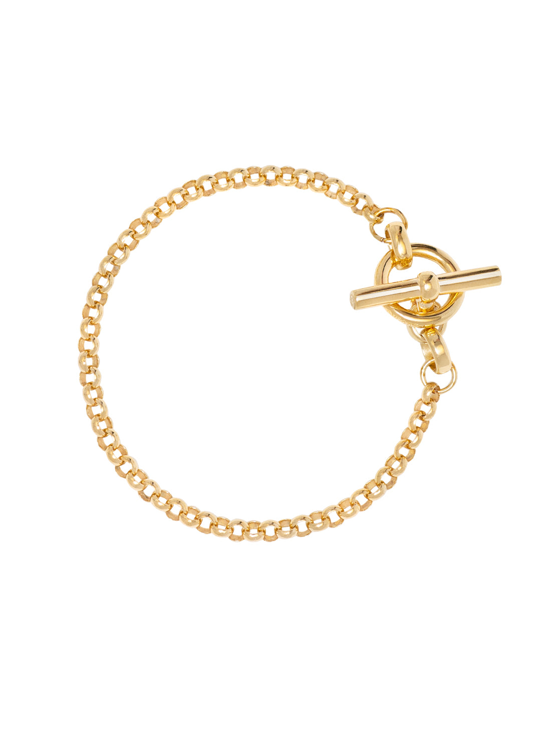 Small Gold T-bar Clasp on Belcher Chain Bracelet