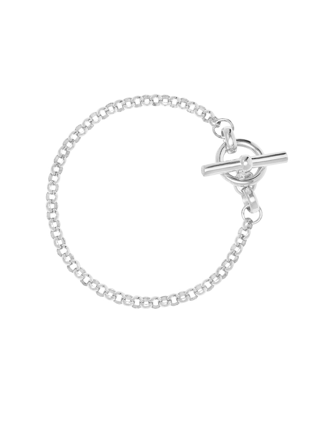 Small Silver T-bar Clasp on Belcher Chain Bracelet